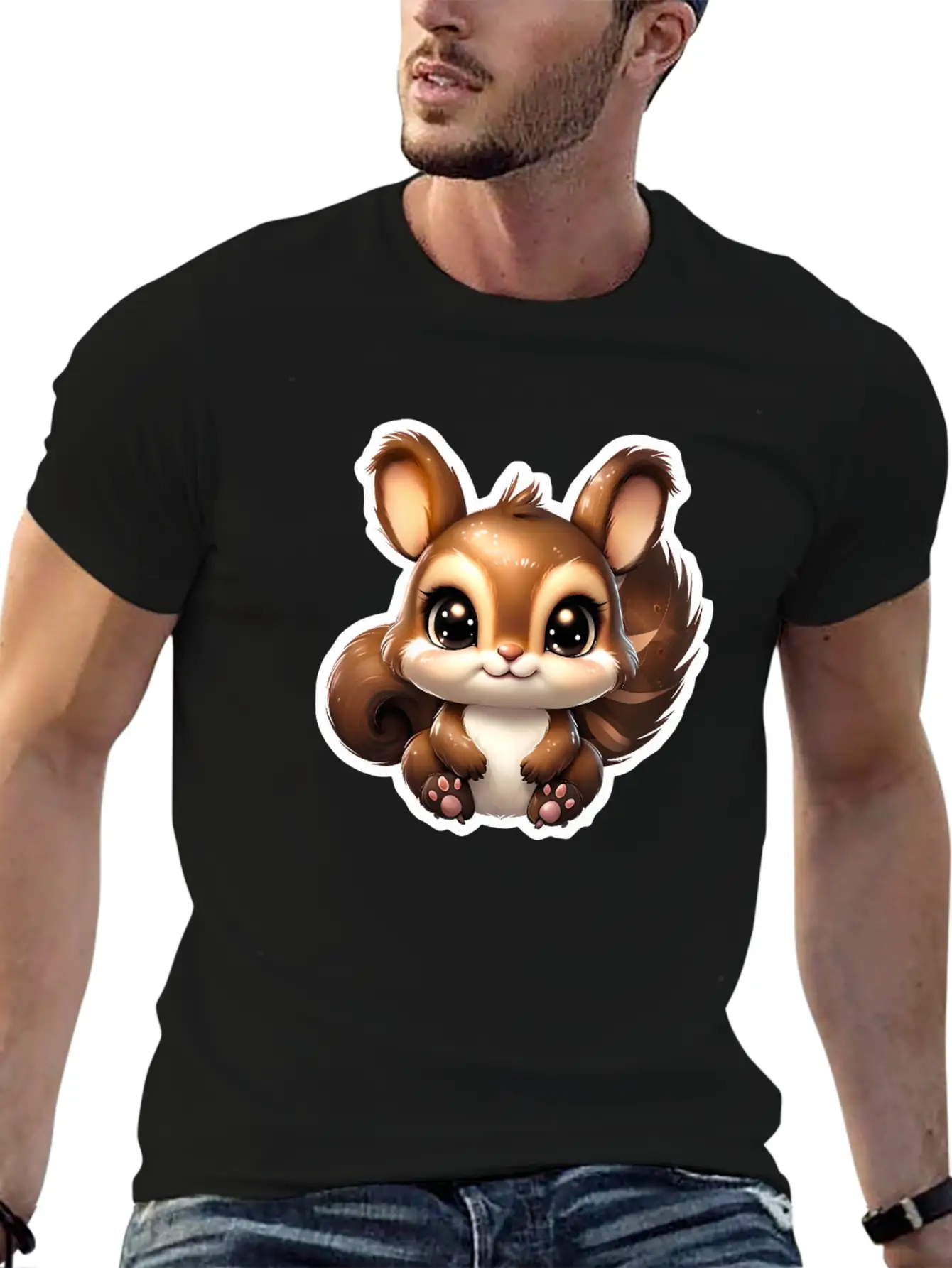 Kawaii Squirrel Comfortable Minimalist Graphic Tee – Summer Style Essential