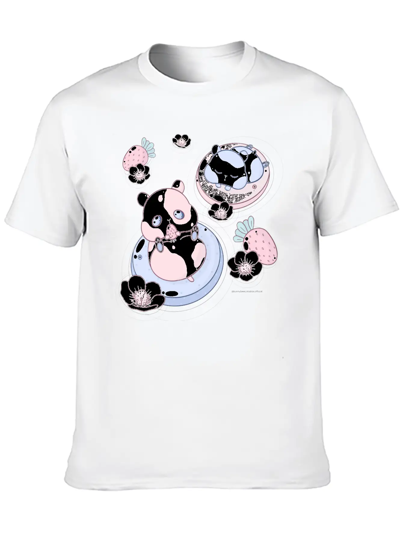 Kawaii Strawberry Hamsters Unisex Short Sleeve Soft Cotton T-Shirt – Casual Everyday Wear