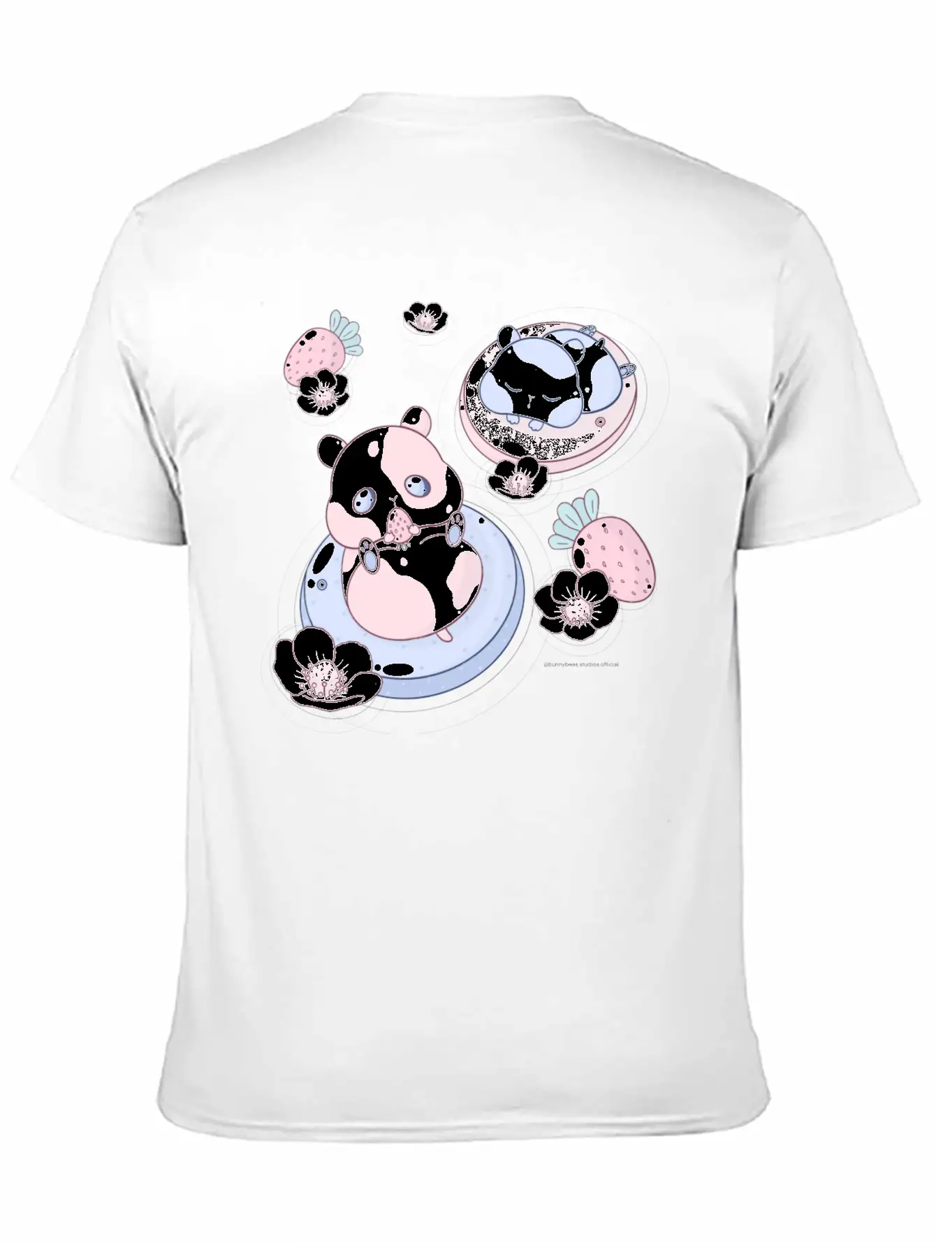 Kawaii Strawberry Hamsters Unisex Short Sleeve Soft Cotton T-Shirt – Casual Everyday Wear