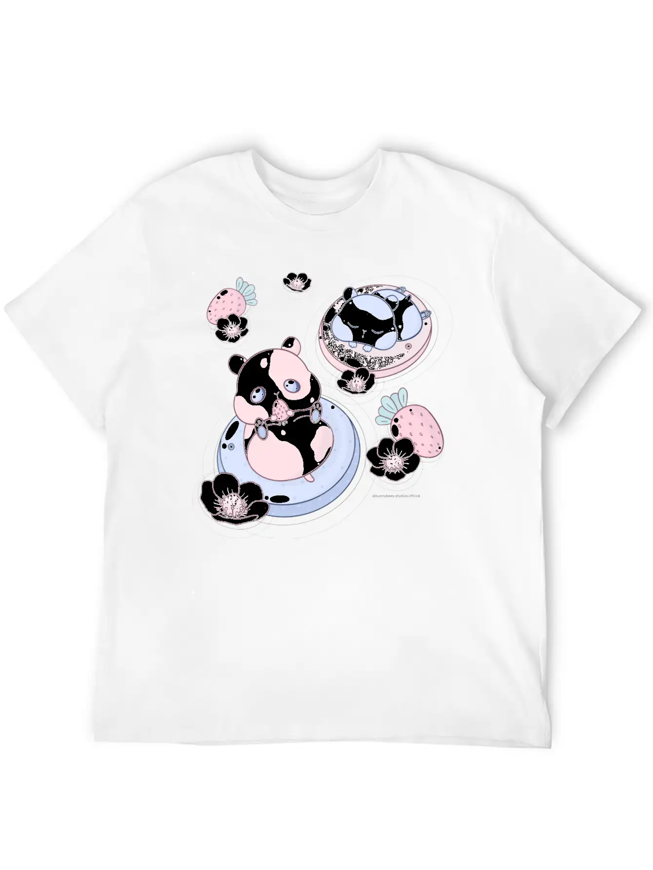 Kawaii Strawberry Hamsters Unisex Short Sleeve Soft Cotton T-Shirt – Casual Everyday Wear