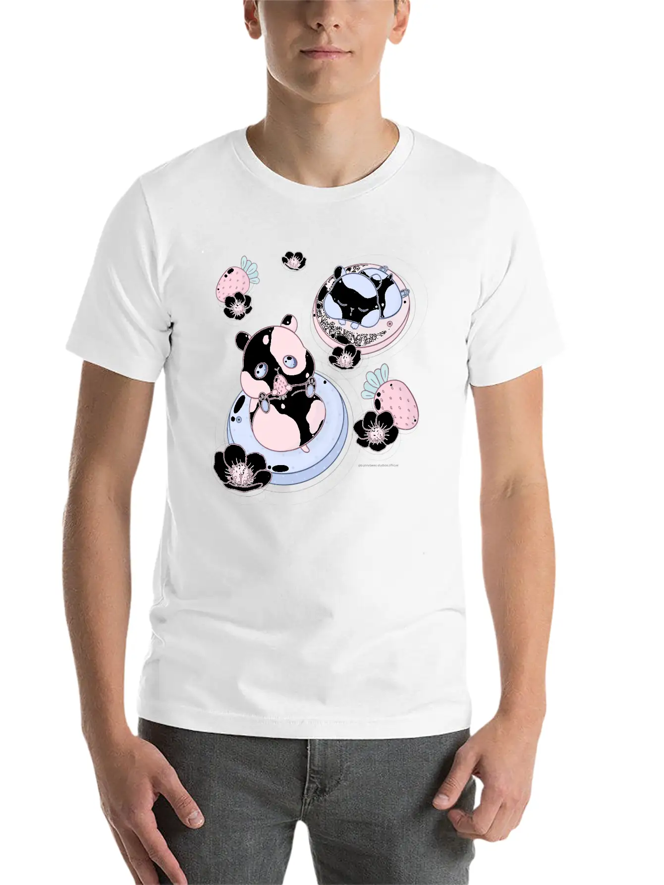 Kawaii Strawberry Hamsters Unisex Short Sleeve Soft Cotton T-Shirt – Casual Everyday Wear