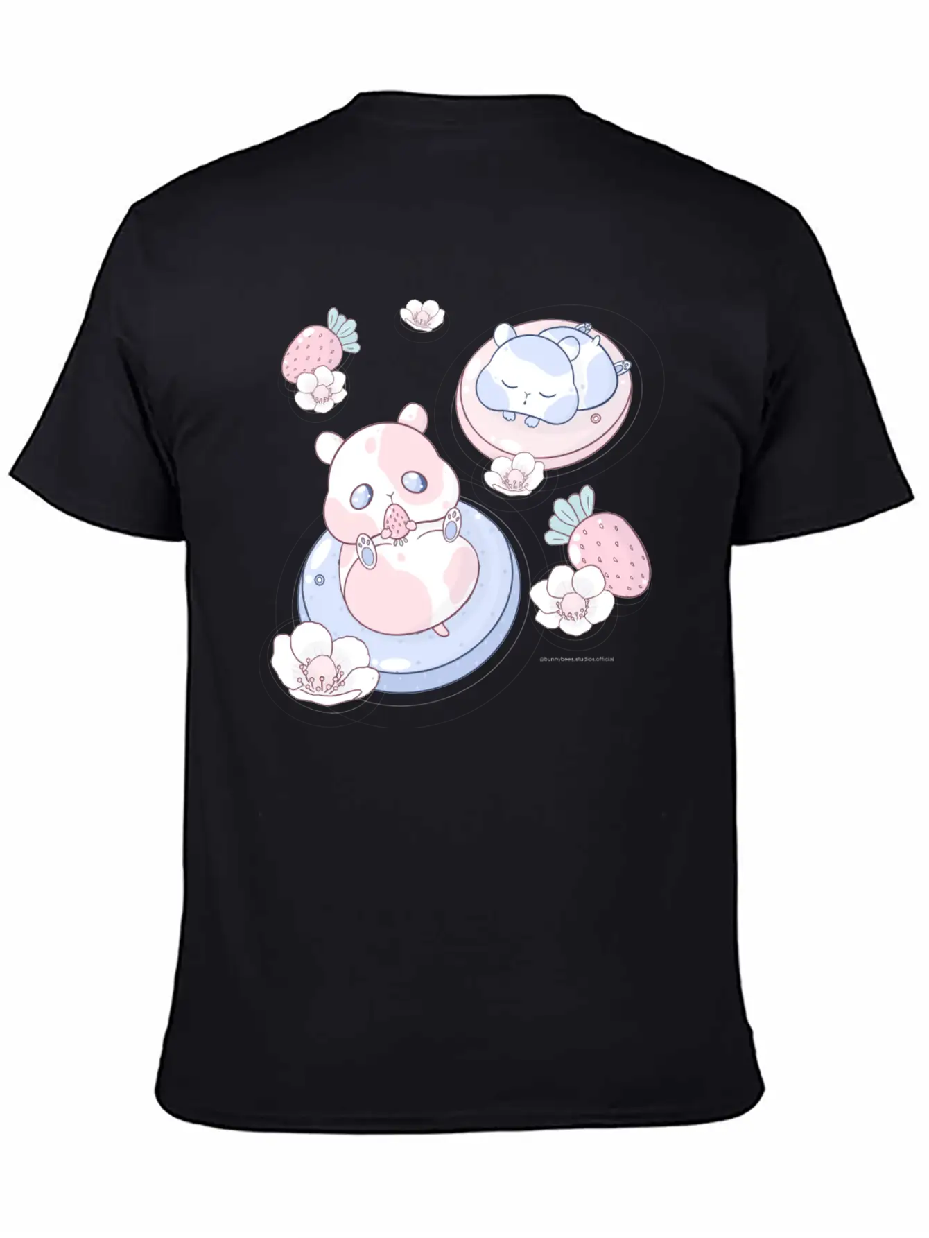 Kawaii Strawberry Hamsters Unisex Short Sleeve Soft Cotton T-Shirt – Casual Everyday Wear