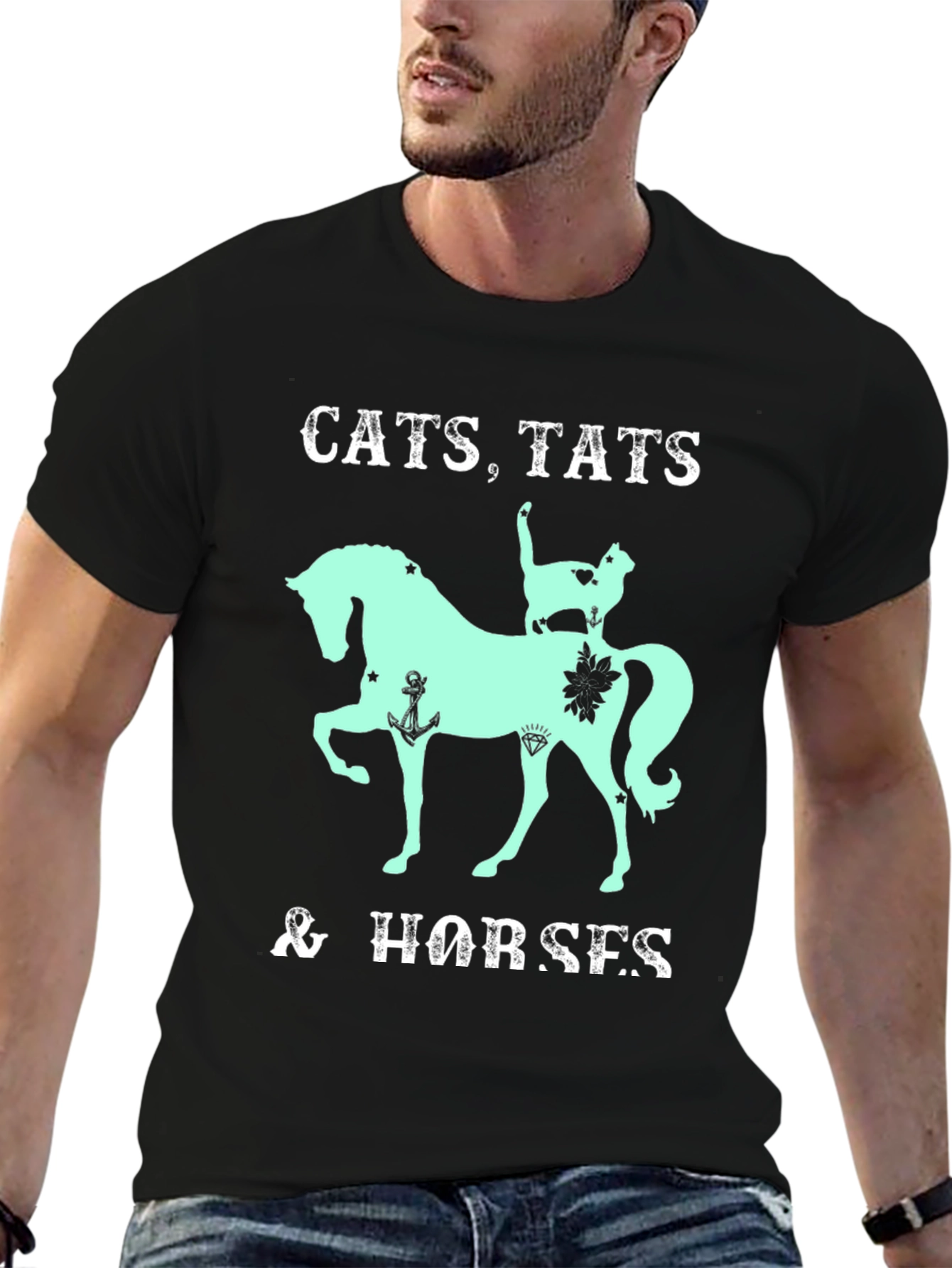 Cats Tats & Horses Graphic T-Shirt
