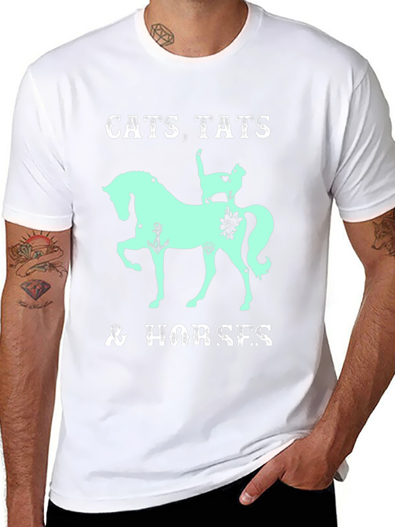 Cats Tats & Horses Graphic T-Shirt
