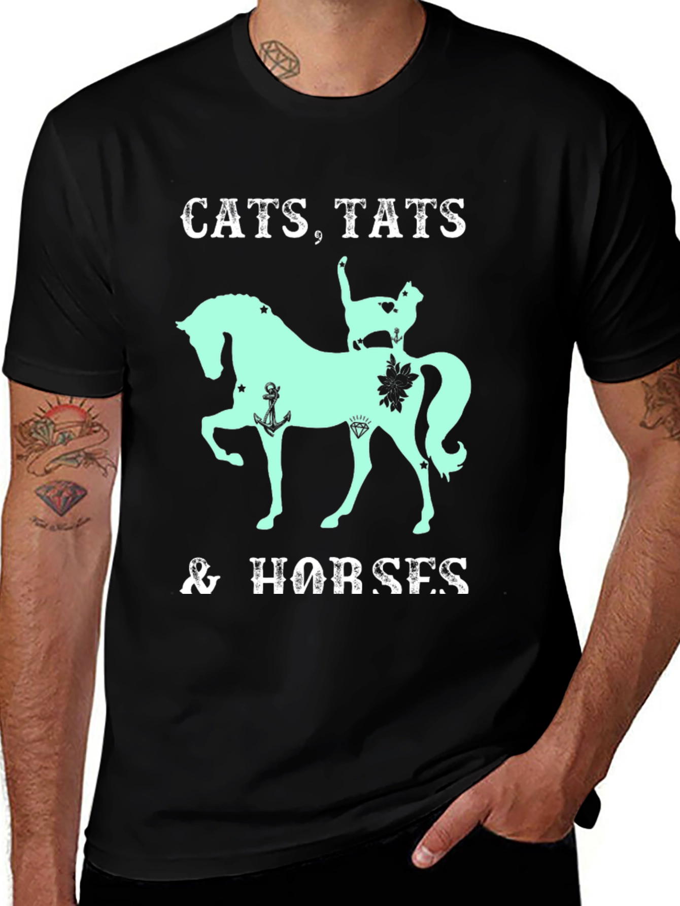 Cats Tats & Horses Graphic T-Shirt