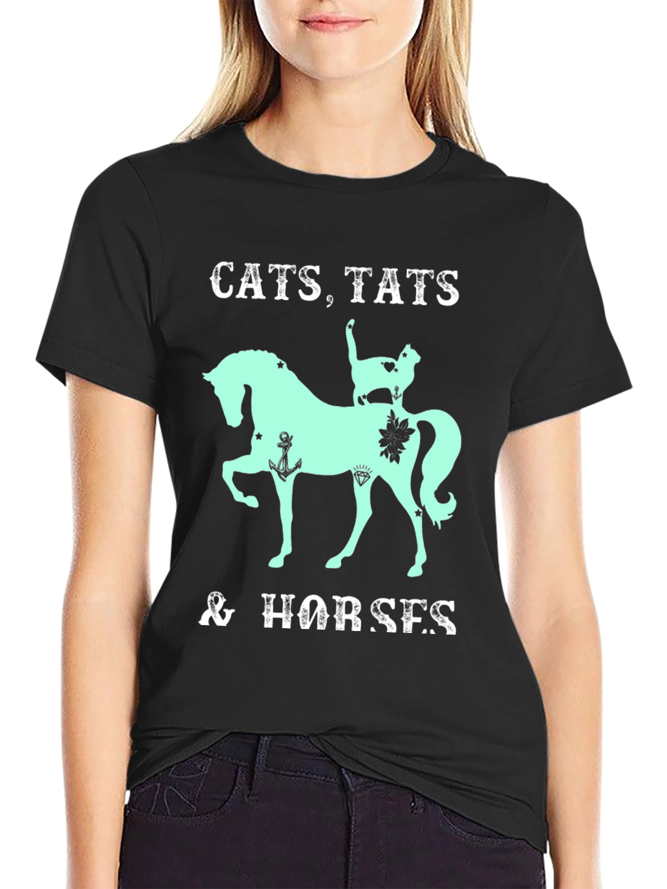 Cats Tats & Horses Graphic T-Shirt