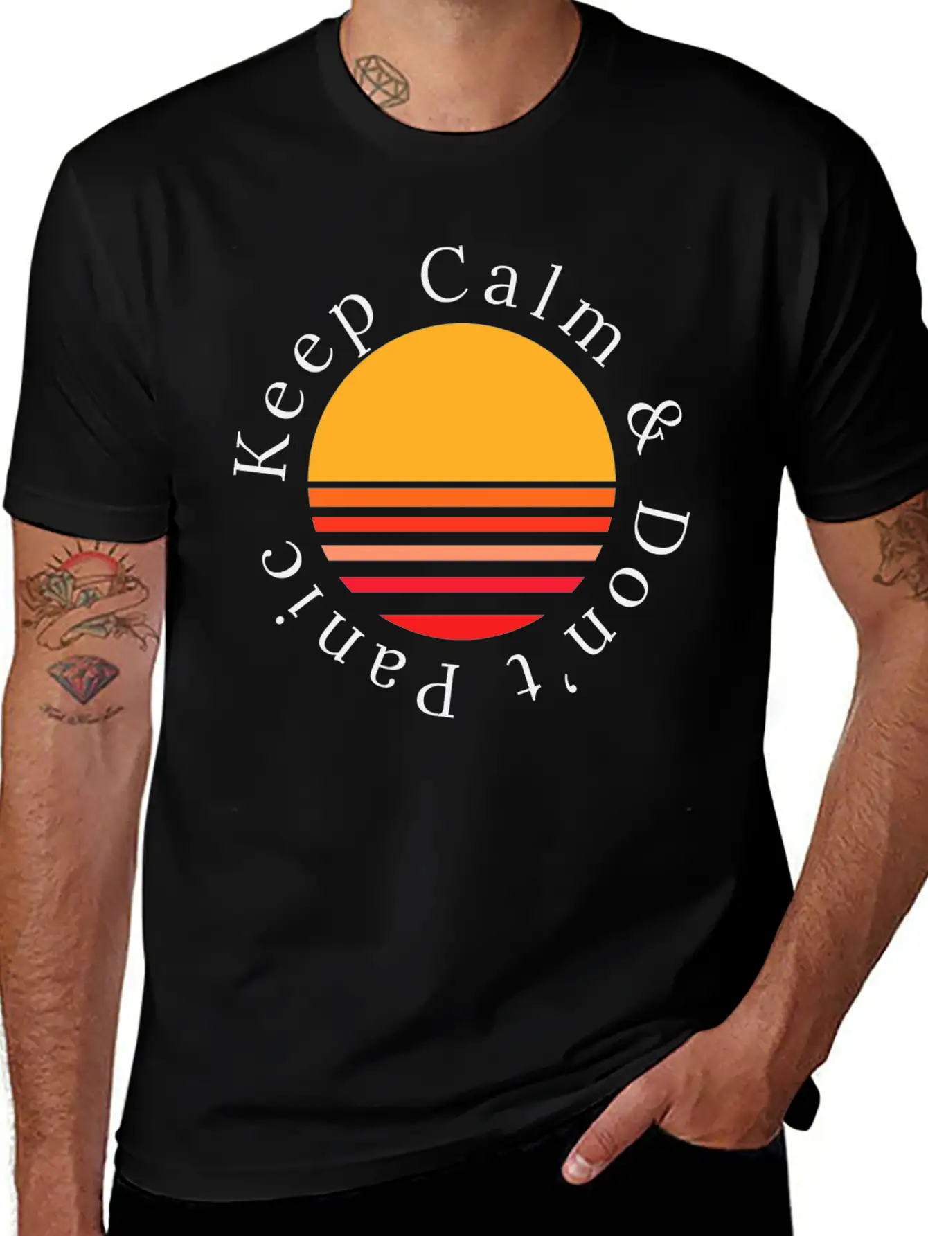 Keep Calm And Dont Panic Sunset Sunrise Gifts Stylish Everyday T-Shirt – Unisex Basic Cotton Tee
