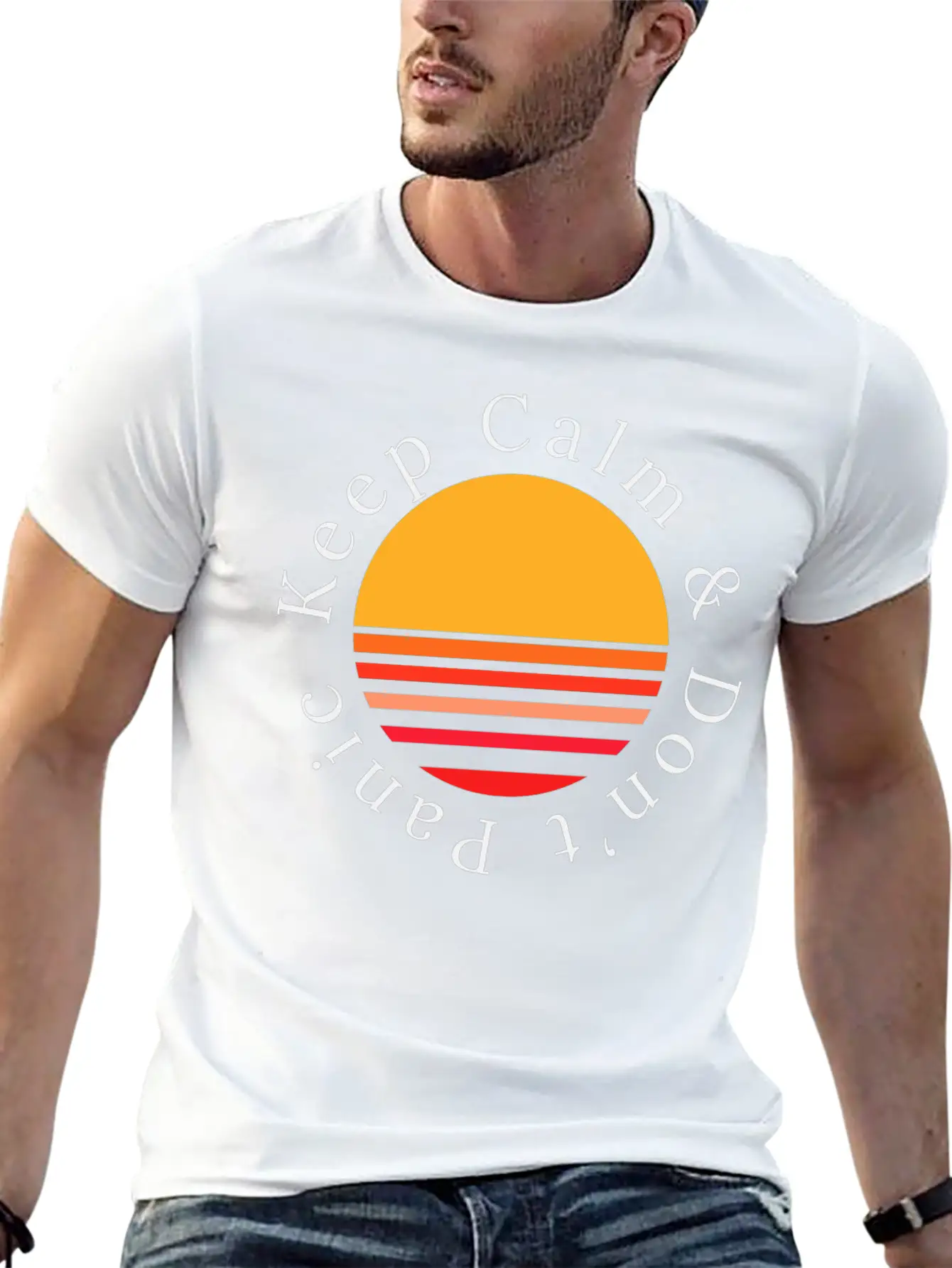Keep Calm And Dont Panic Sunset Sunrise Gifts Stylish Everyday T-Shirt – Unisex Basic Cotton Tee