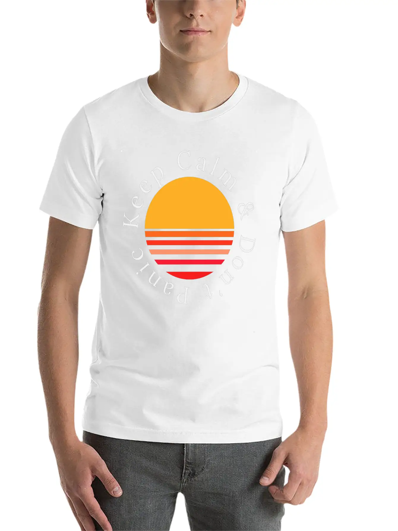 Keep Calm And Dont Panic Sunset Sunrise Gifts Stylish Everyday T-Shirt – Unisex Basic Cotton Tee