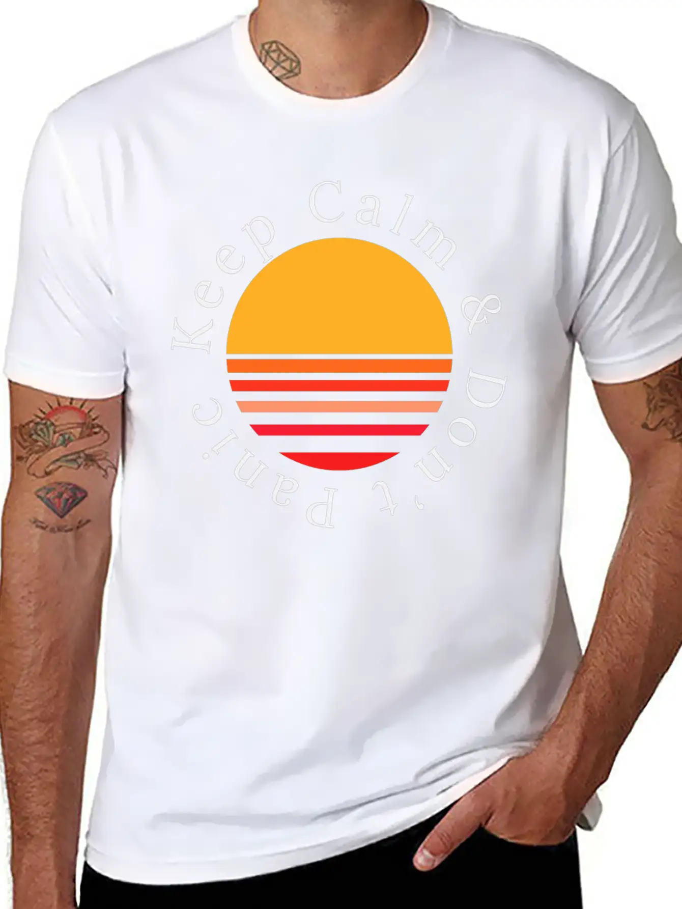 Keep Calm And Dont Panic Sunset Sunrise Gifts Stylish Everyday T-Shirt – Unisex Basic Cotton Tee