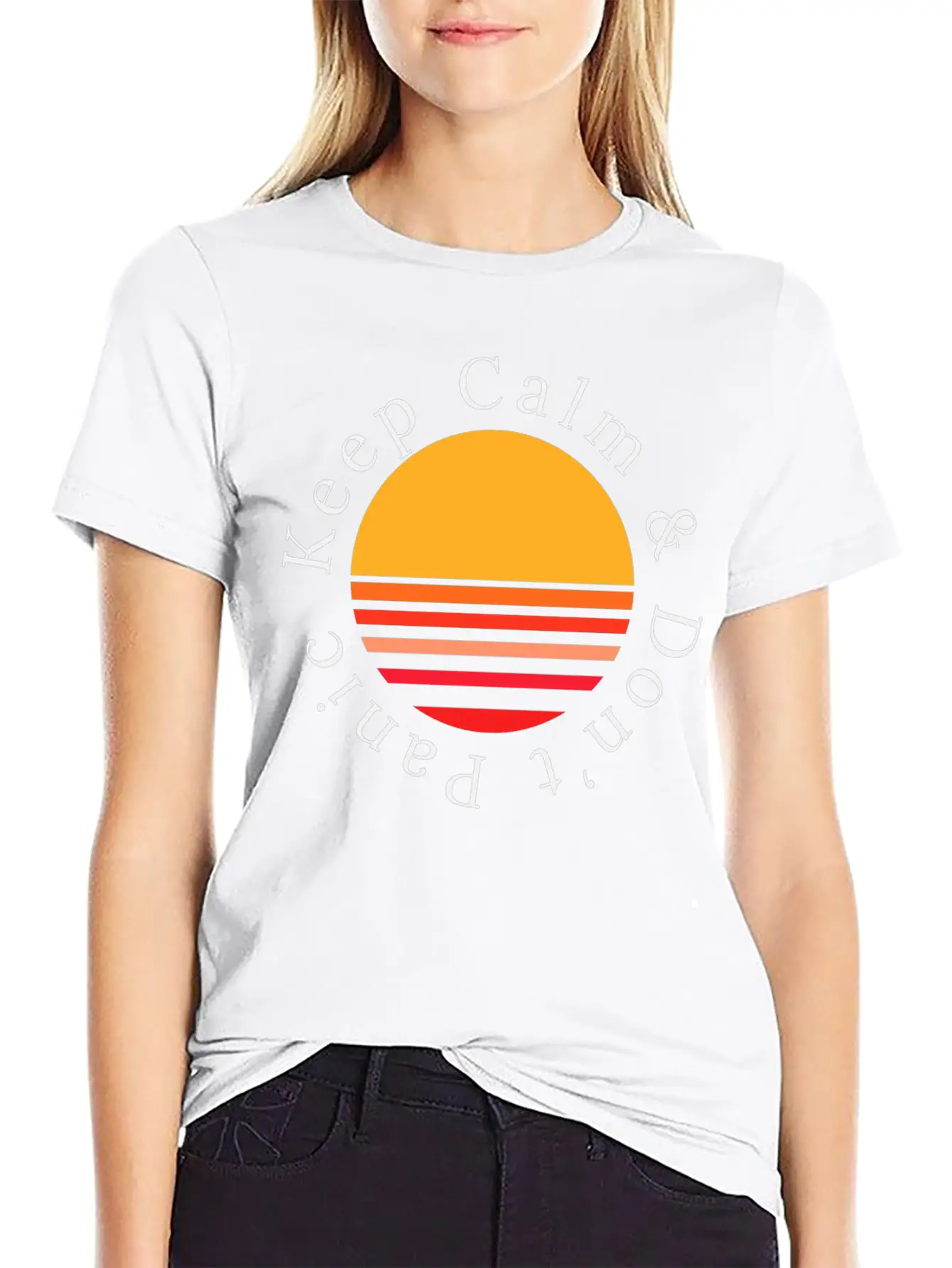 Keep Calm And Dont Panic Sunset Sunrise Gifts Stylish Everyday T-Shirt – Unisex Basic Cotton Tee