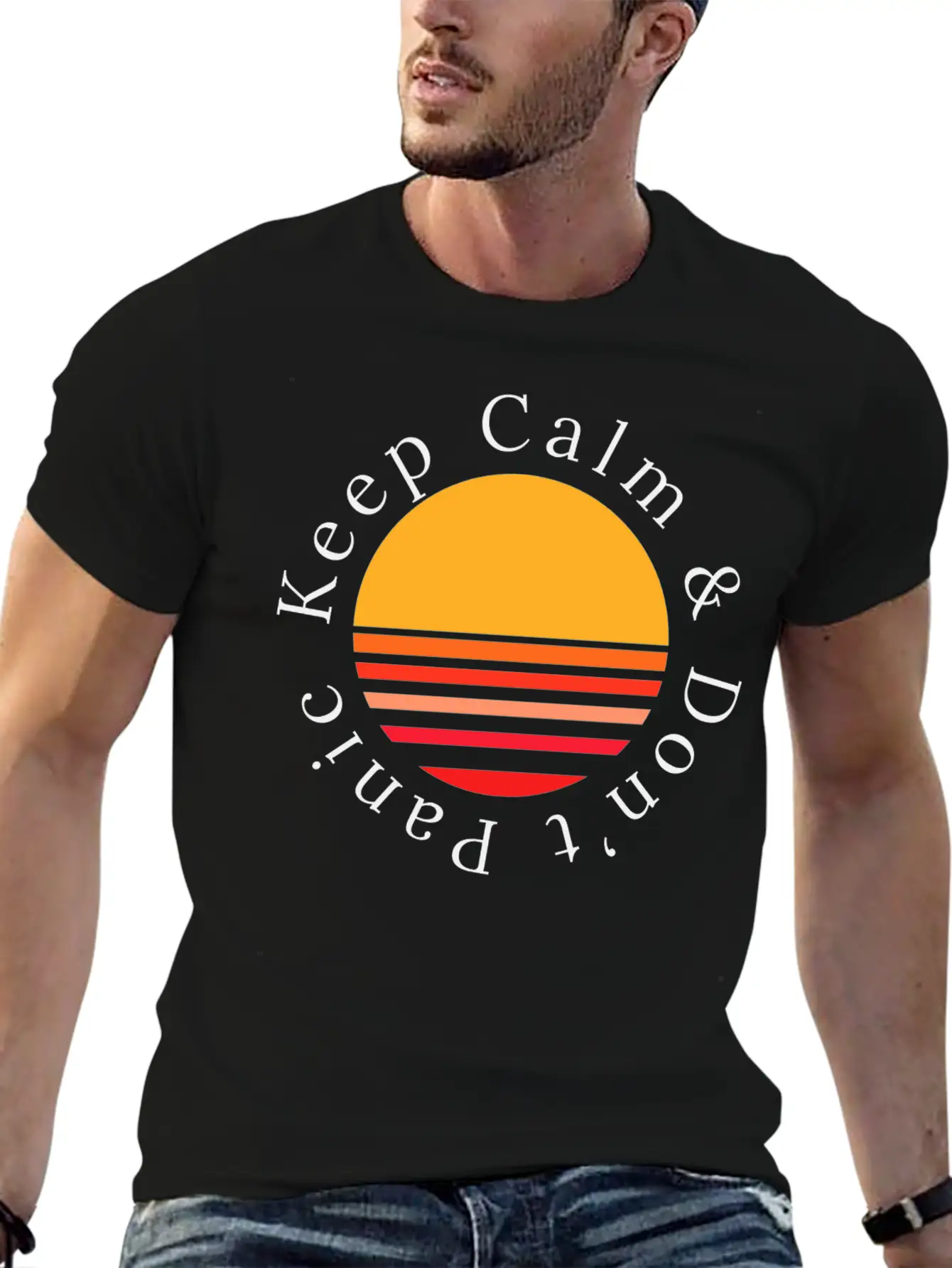 Keep Calm And Dont Panic Sunset Sunrise Gifts Stylish Everyday T-Shirt – Unisex Basic Cotton Tee