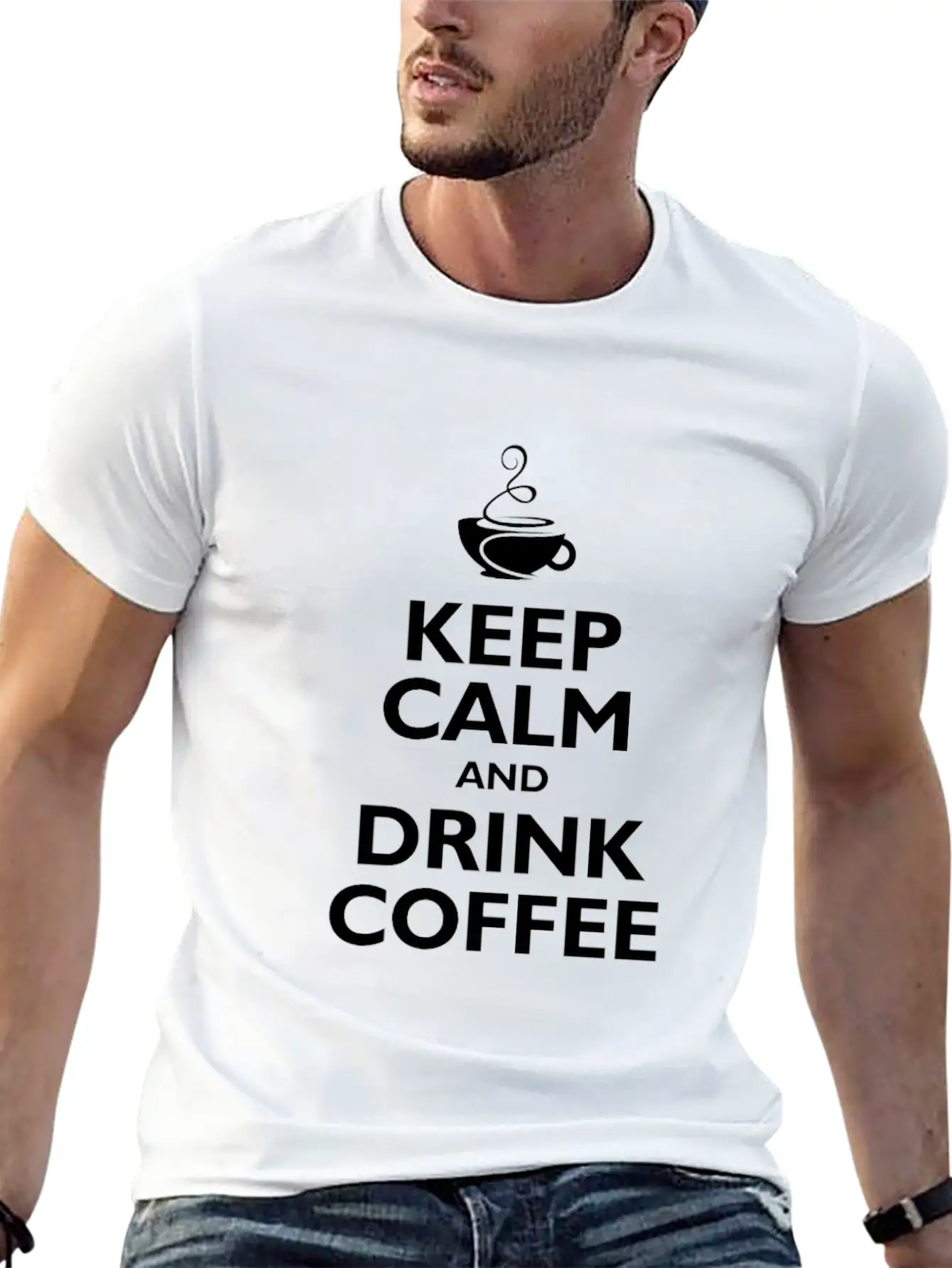 Keep Calm And Drink Coffee Stylish Everyday T-Shirt – Unisex Basic Cotton Tee