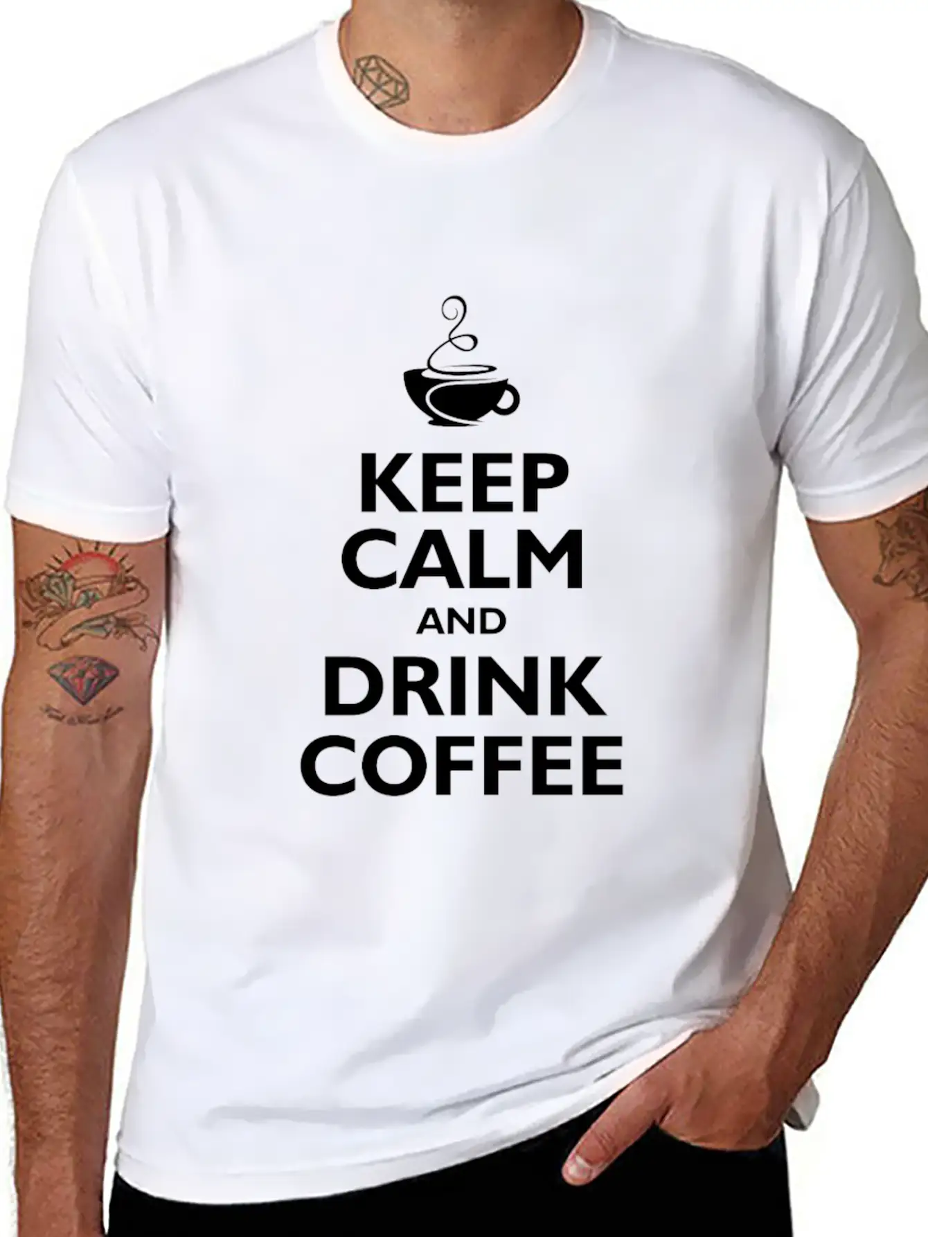 Keep Calm And Drink Coffee Stylish Everyday T-Shirt – Unisex Basic Cotton Tee