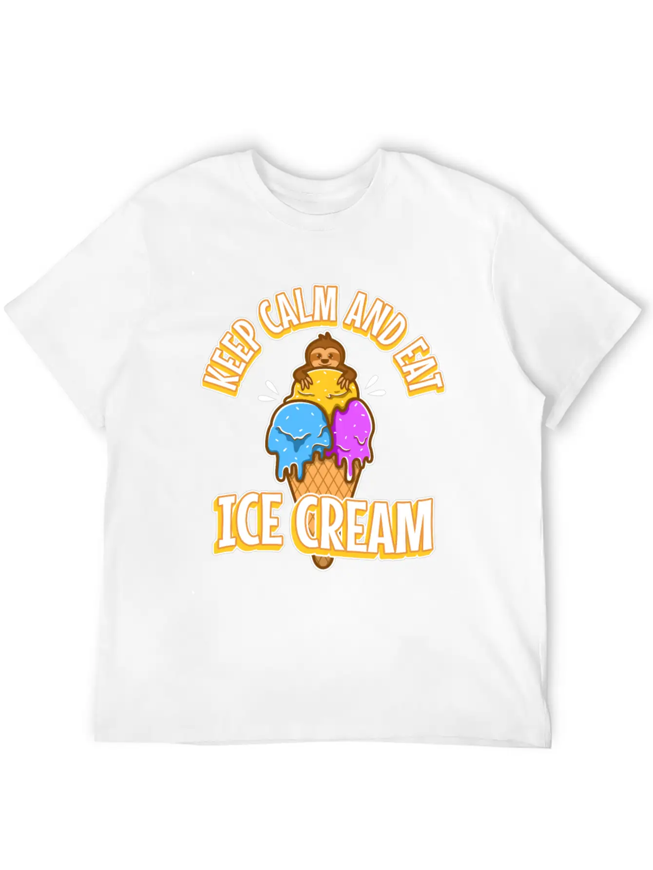 Keep Calm And Eat Ice Cream Unisex Short Sleeve Soft Cotton T-Shirt – Casual Everyday Wear
