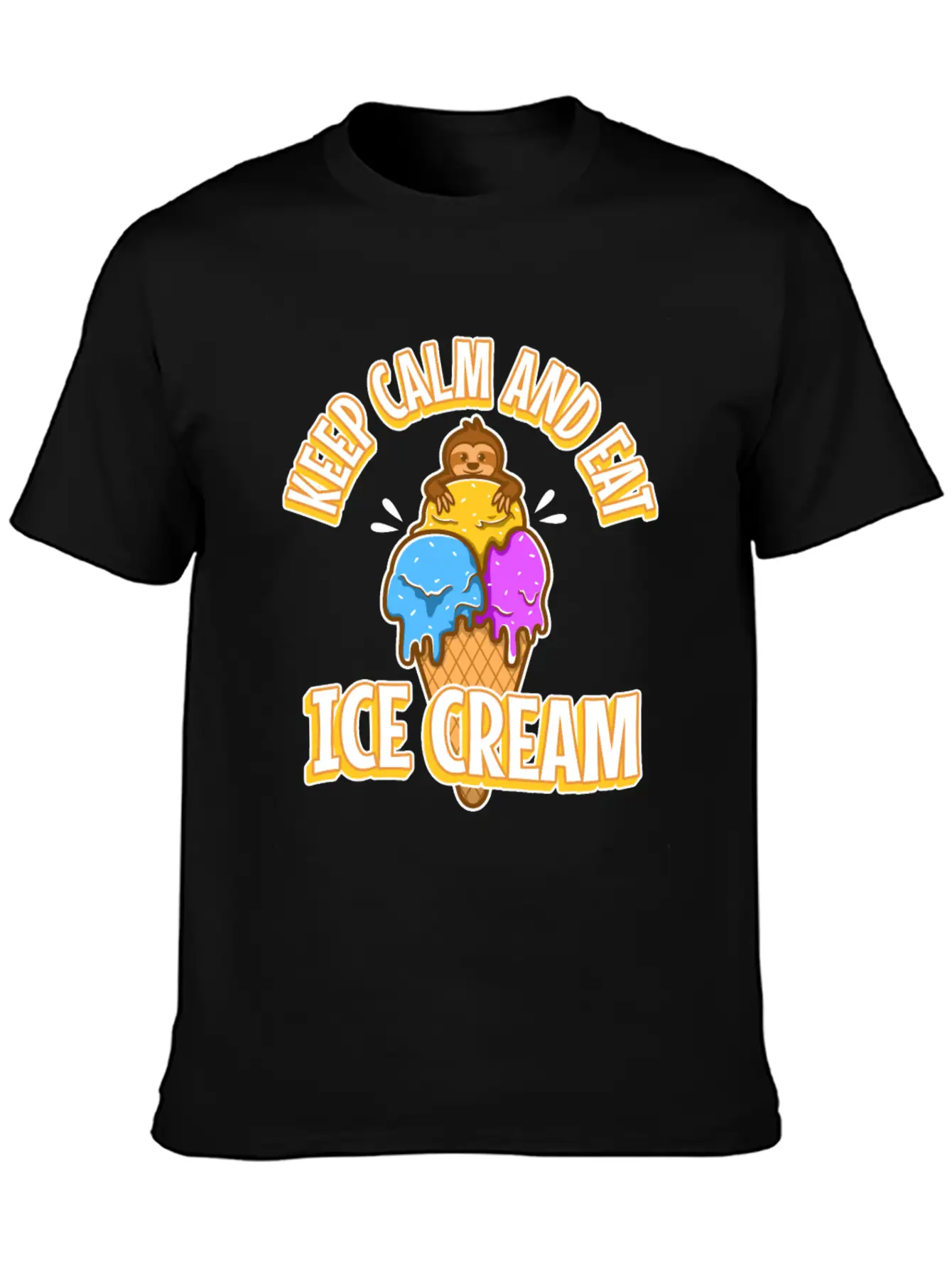 Keep Calm And Eat Ice Cream Unisex Short Sleeve Soft Cotton T-Shirt – Casual Everyday Wear