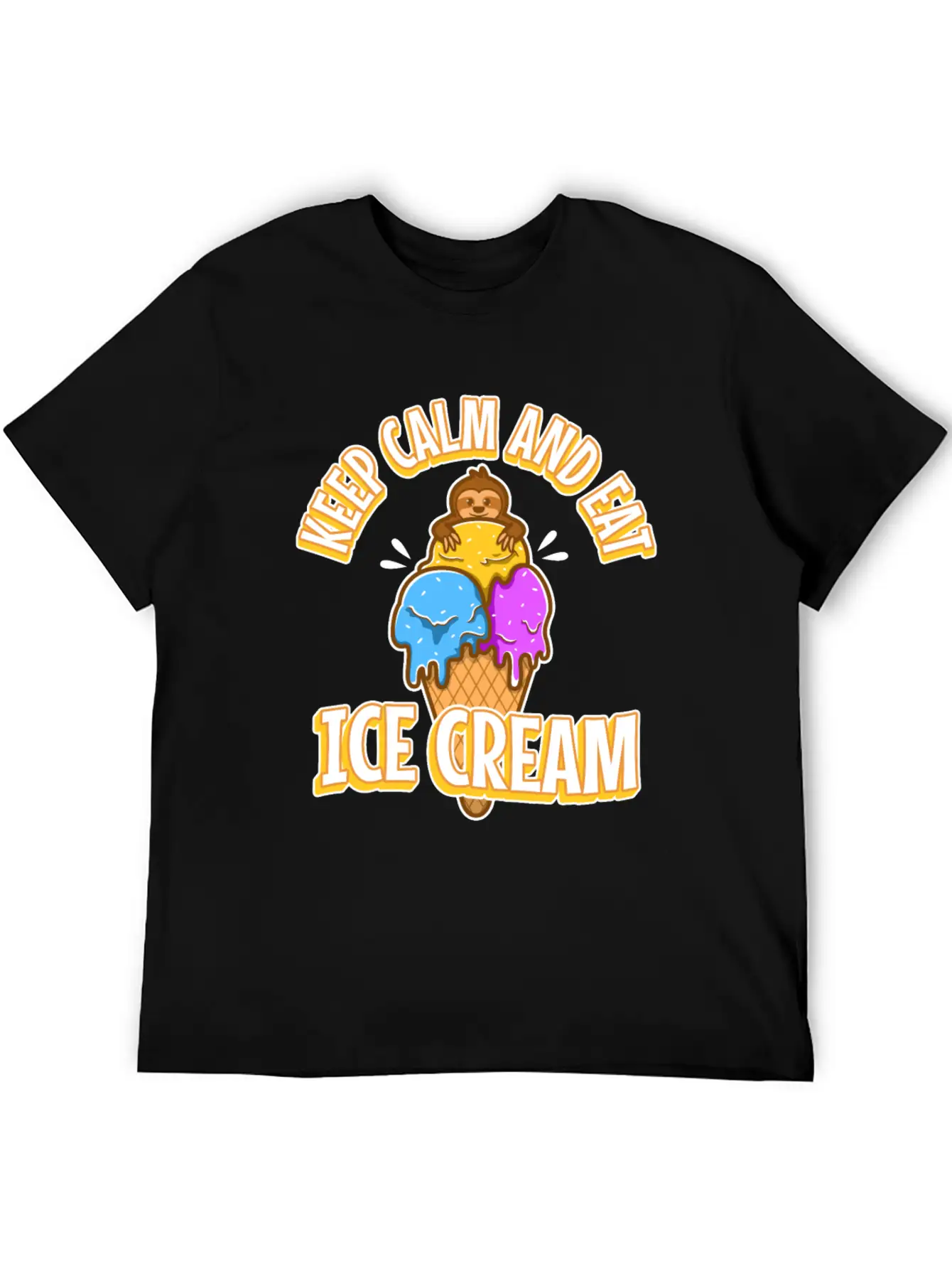 Keep Calm And Eat Ice Cream Unisex Short Sleeve Soft Cotton T-Shirt – Casual Everyday Wear