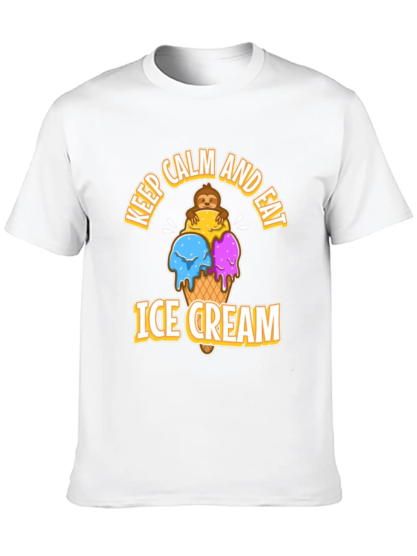 Keep Calm And Eat Ice Cream Unisex Short Sleeve Soft Cotton T-Shirt – Casual Everyday Wear