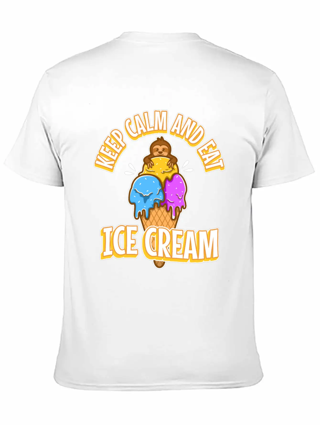Keep Calm And Eat Ice Cream Unisex Short Sleeve Soft Cotton T-Shirt – Casual Everyday Wear