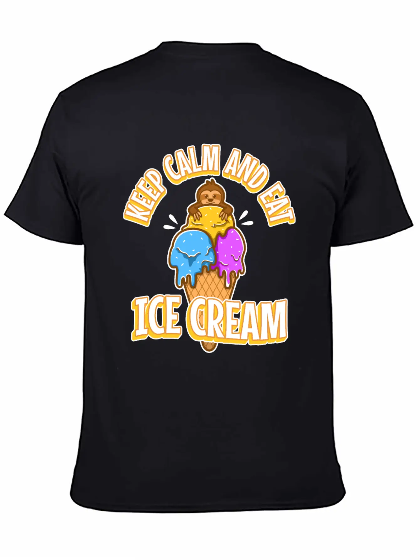 Keep Calm And Eat Ice Cream Unisex Short Sleeve Soft Cotton T-Shirt – Casual Everyday Wear