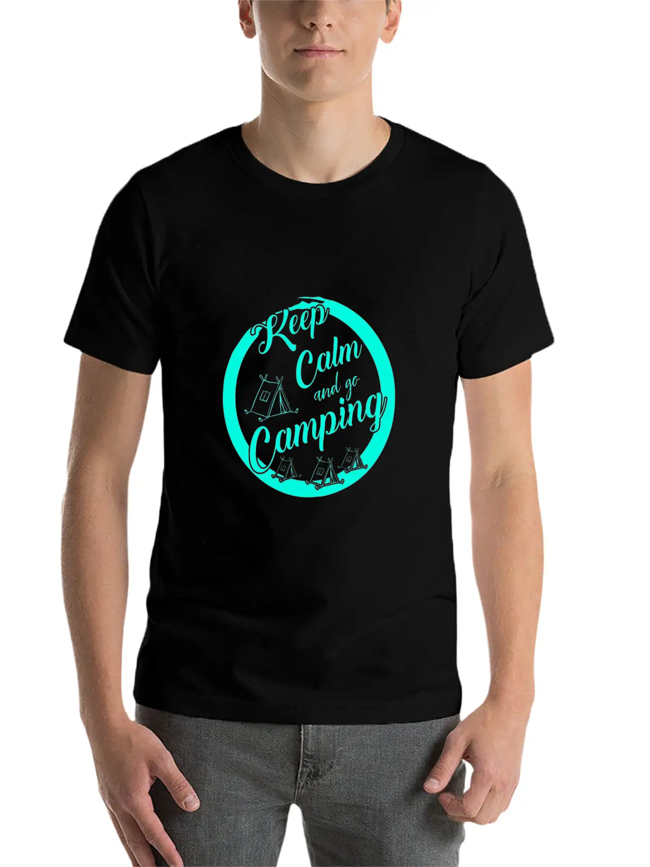 Keep Calm And Go Camping Unisex Short Sleeve Soft Cotton T-Shirt – Casual Everyday Wear