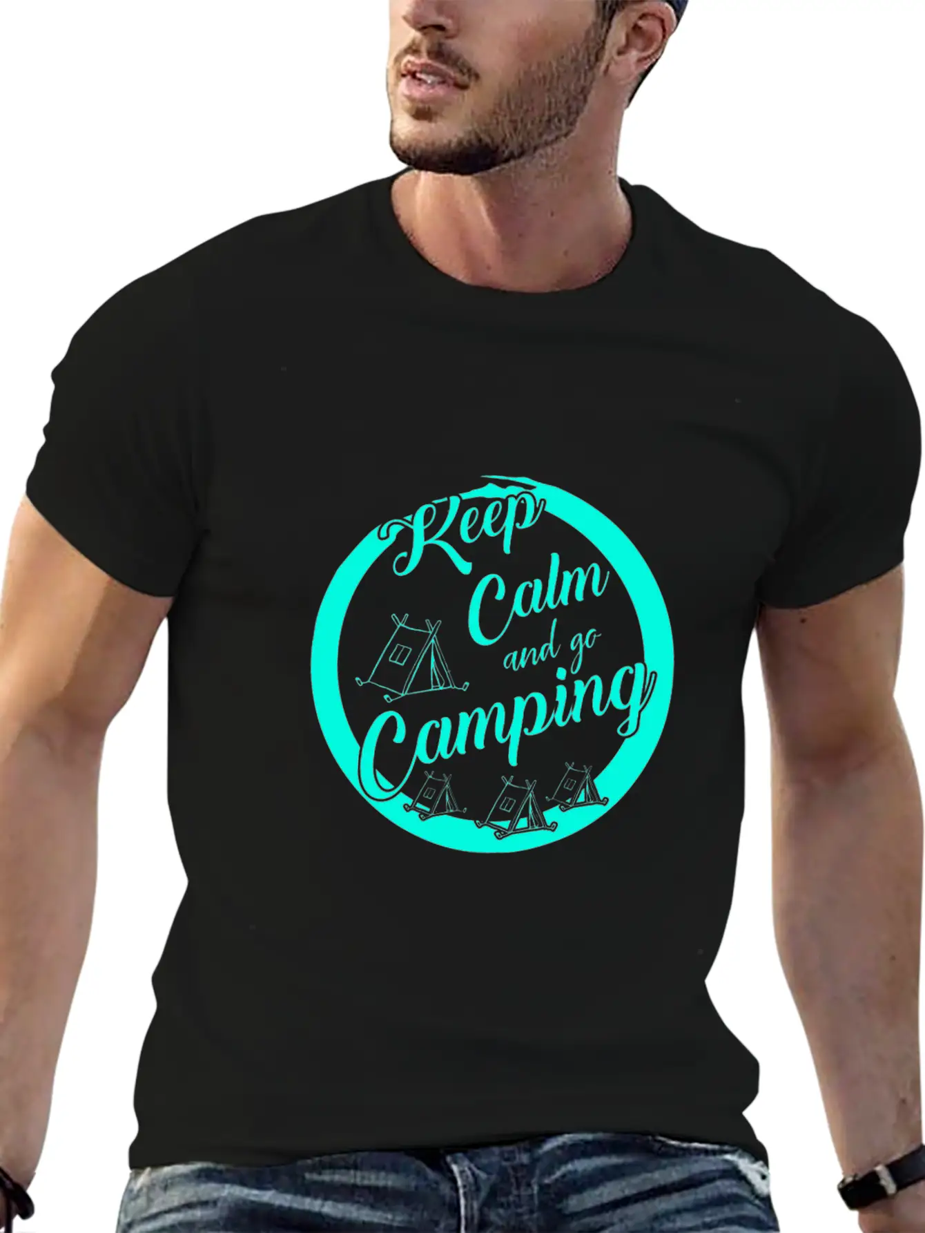 Keep Calm And Go Camping Unisex Short Sleeve Soft Cotton T-Shirt – Casual Everyday Wear