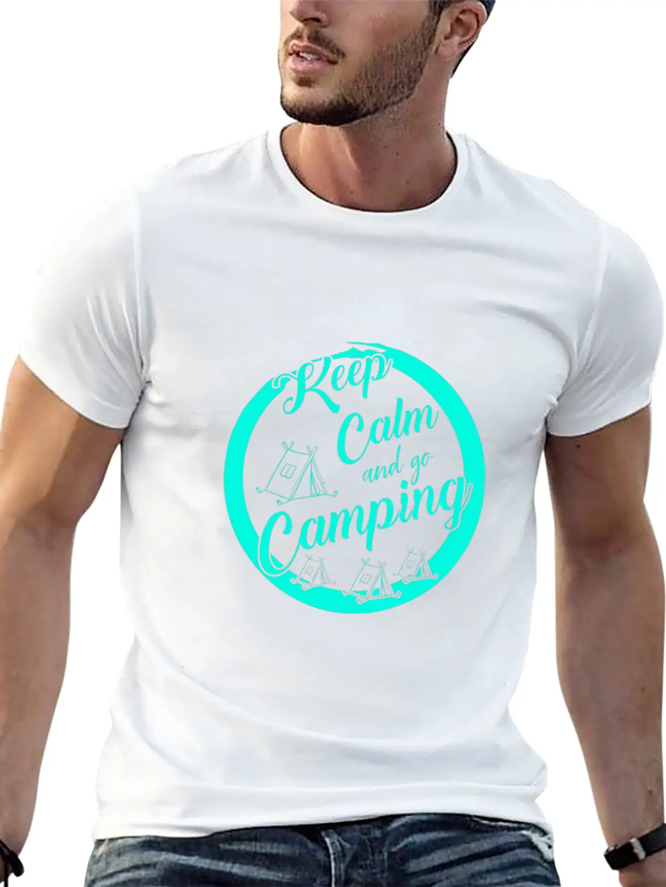 Keep Calm And Go Camping Unisex Short Sleeve Soft Cotton T-Shirt – Casual Everyday Wear