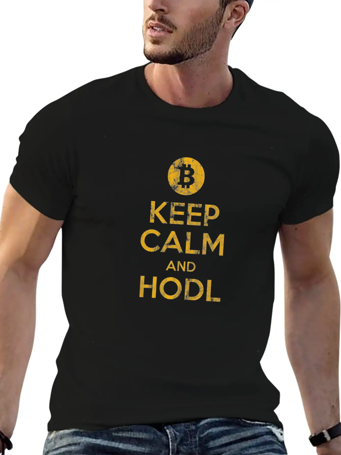Keep Calm And HODL - Bitcoin, Cryptos, Hodlers Essential Unisex Summer Tee – Soft Cotton Casual Fit