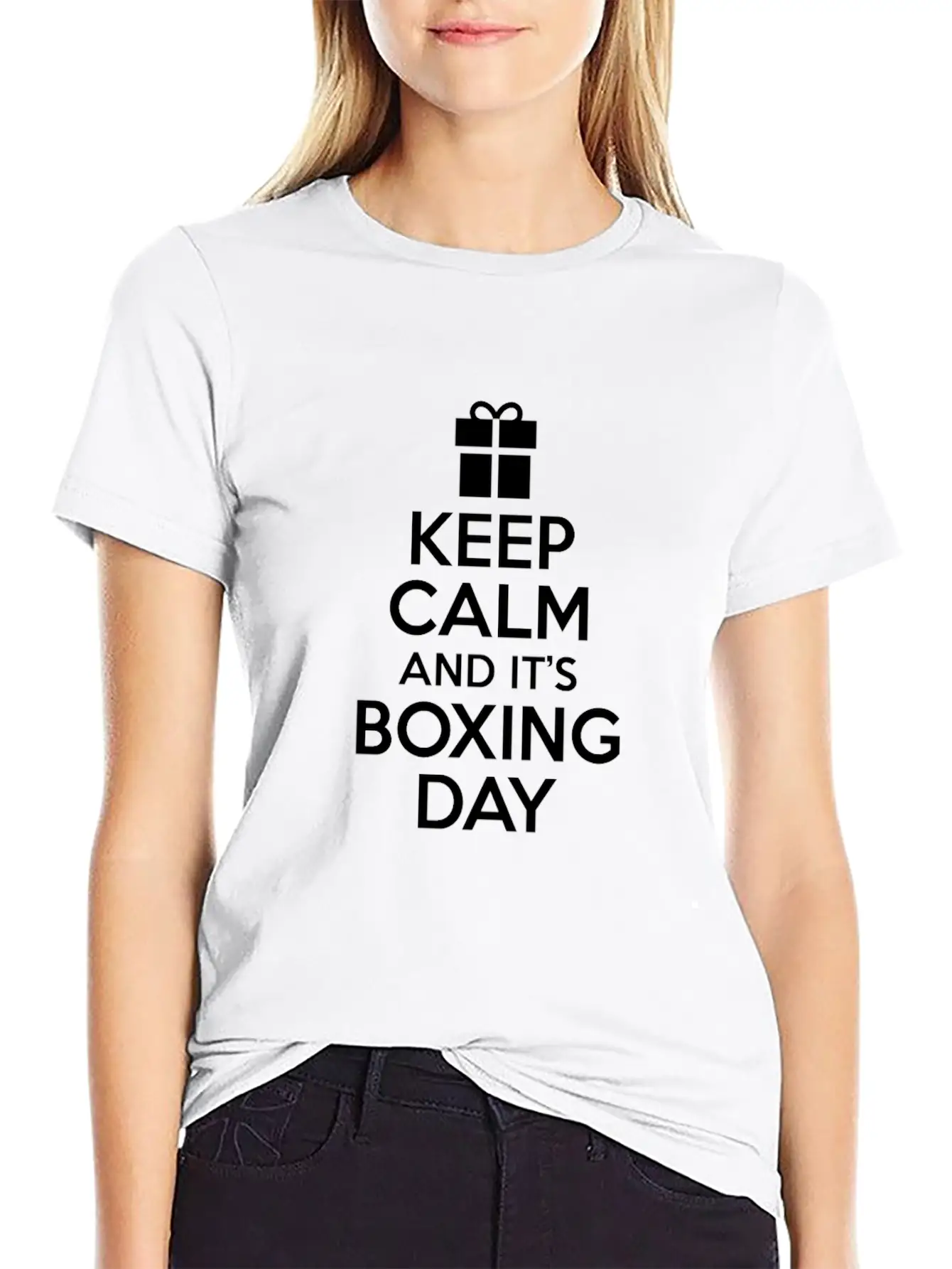 Keep Calm And It's Boxing Day After Christmas Sale Unisex Short Sleeve Soft Cotton T-Shirt – Casual Everyday Wear