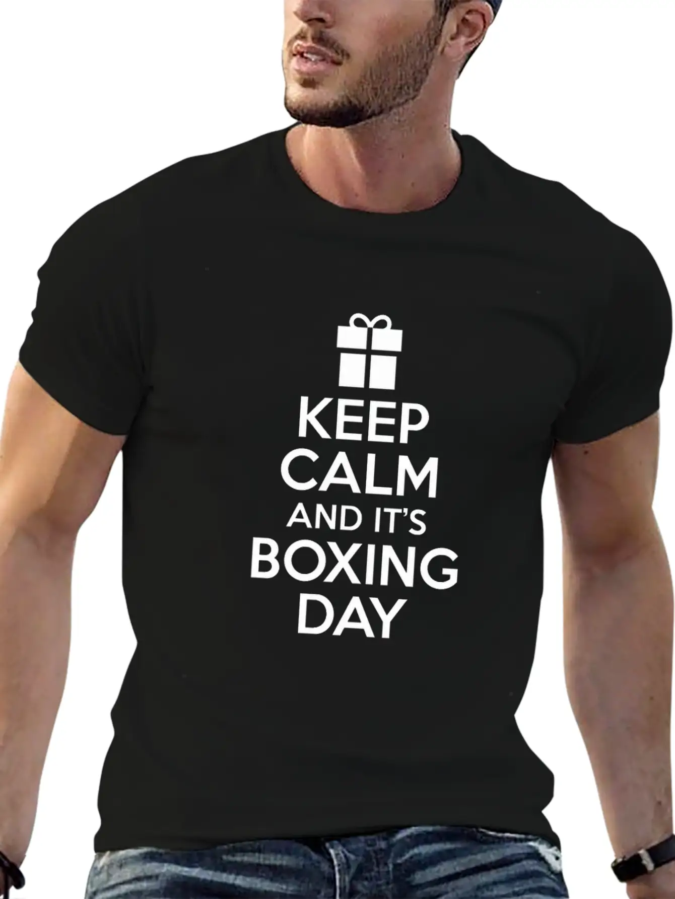 Keep Calm And It's Boxing Day After Christmas Sale Unisex Short Sleeve Soft Cotton T-Shirt – Casual Everyday Wear
