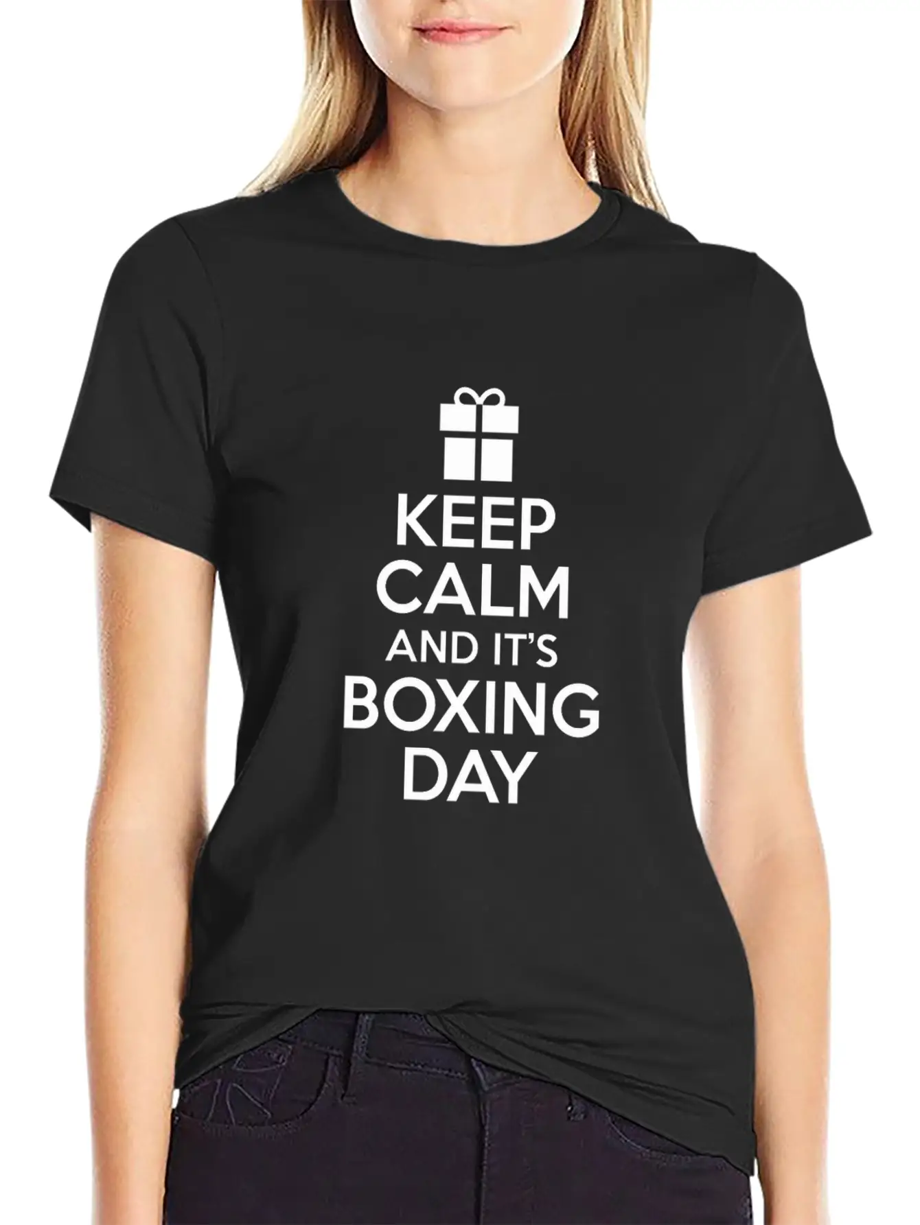Keep Calm And It's Boxing Day After Christmas Sale Unisex Short Sleeve Soft Cotton T-Shirt – Casual Everyday Wear