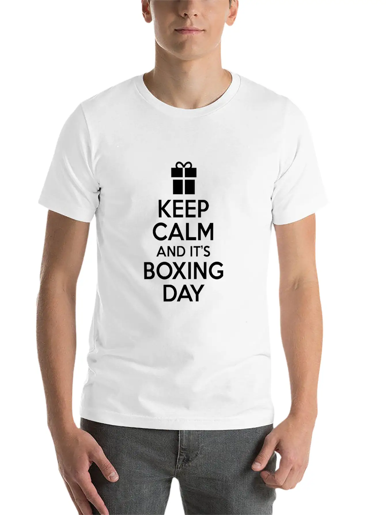 Keep Calm And It's Boxing Day After Christmas Sale Unisex Short Sleeve Soft Cotton T-Shirt – Casual Everyday Wear