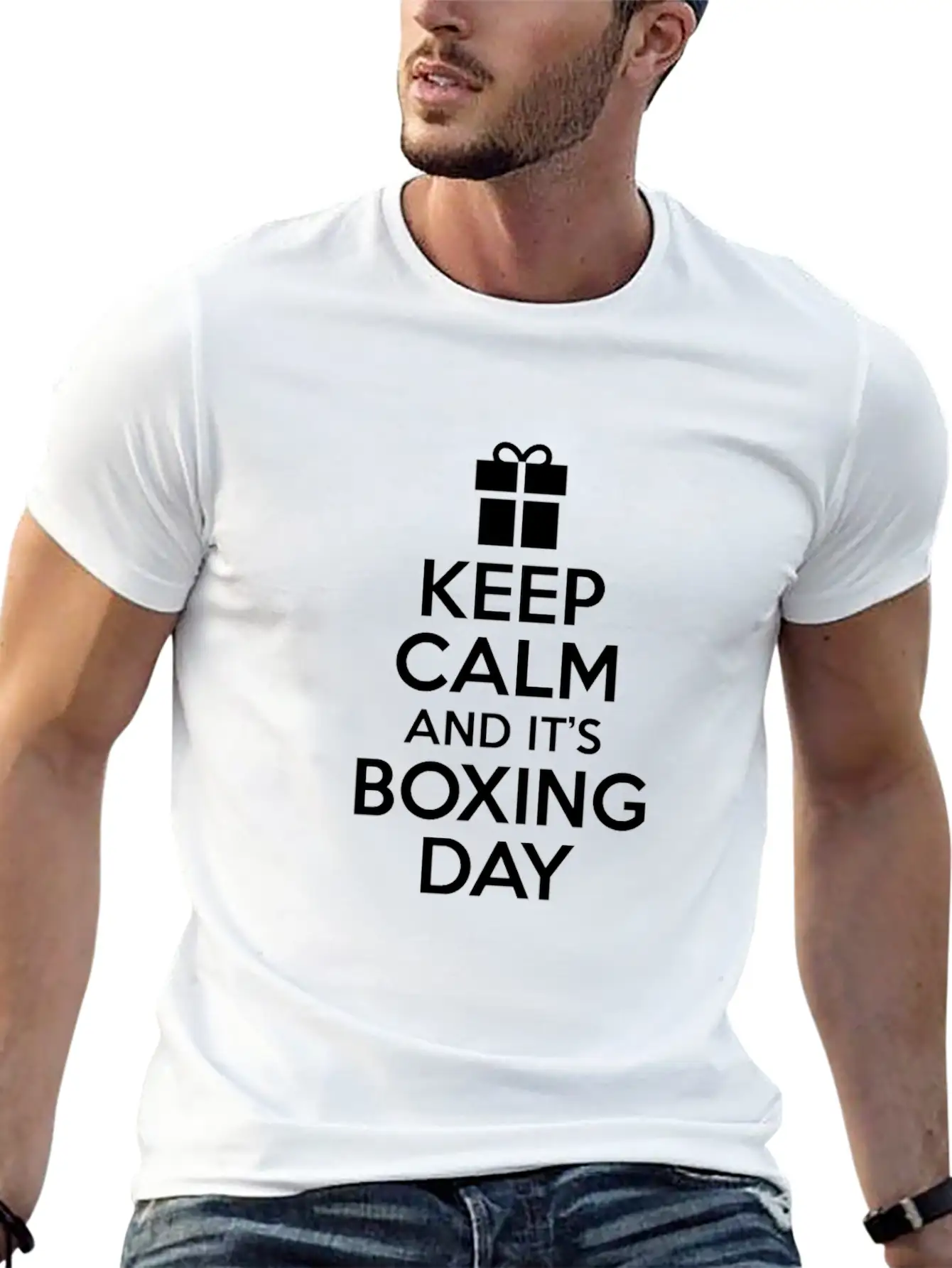 Keep Calm And It's Boxing Day After Christmas Sale Unisex Short Sleeve Soft Cotton T-Shirt – Casual Everyday Wear
