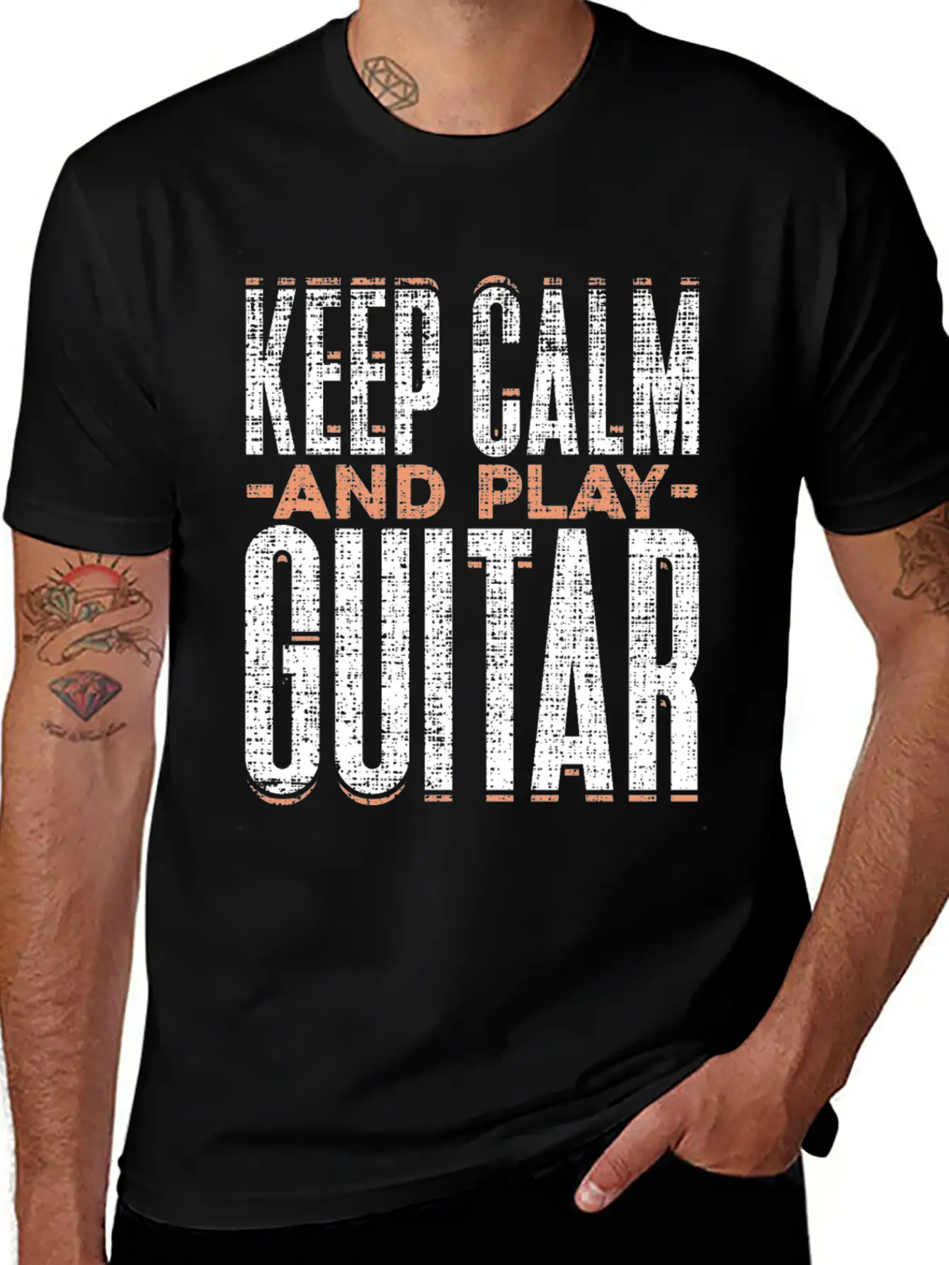 Keep Calm And Play Guitar Funny Quote Gift Comfortable Minimalist Graphic Tee – Summer Style Essential