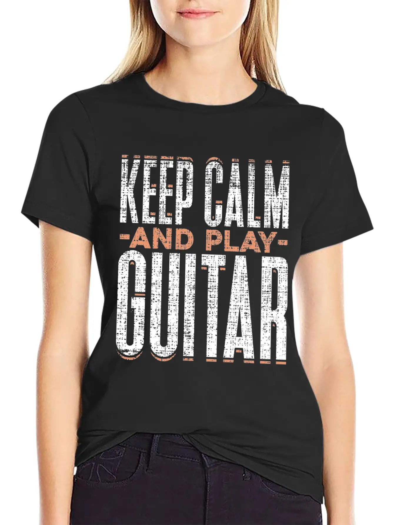 Keep Calm And Play Guitar Funny Quote Gift Comfortable Minimalist Graphic Tee – Summer Style Essential