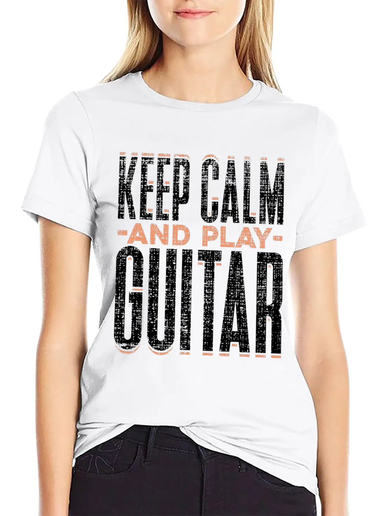 Keep Calm And Play Guitar Funny Quote Gift Comfortable Minimalist Graphic Tee – Summer Style Essential
