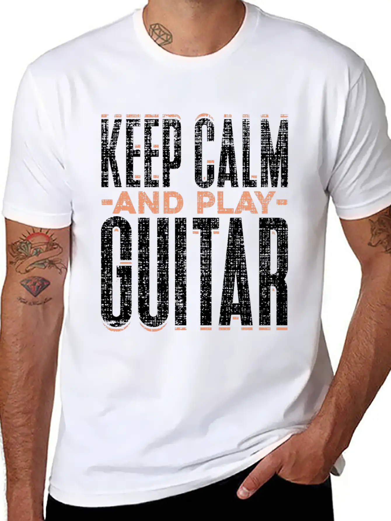 Keep Calm And Play Guitar Funny Quote Gift Comfortable Minimalist Graphic Tee – Summer Style Essential
