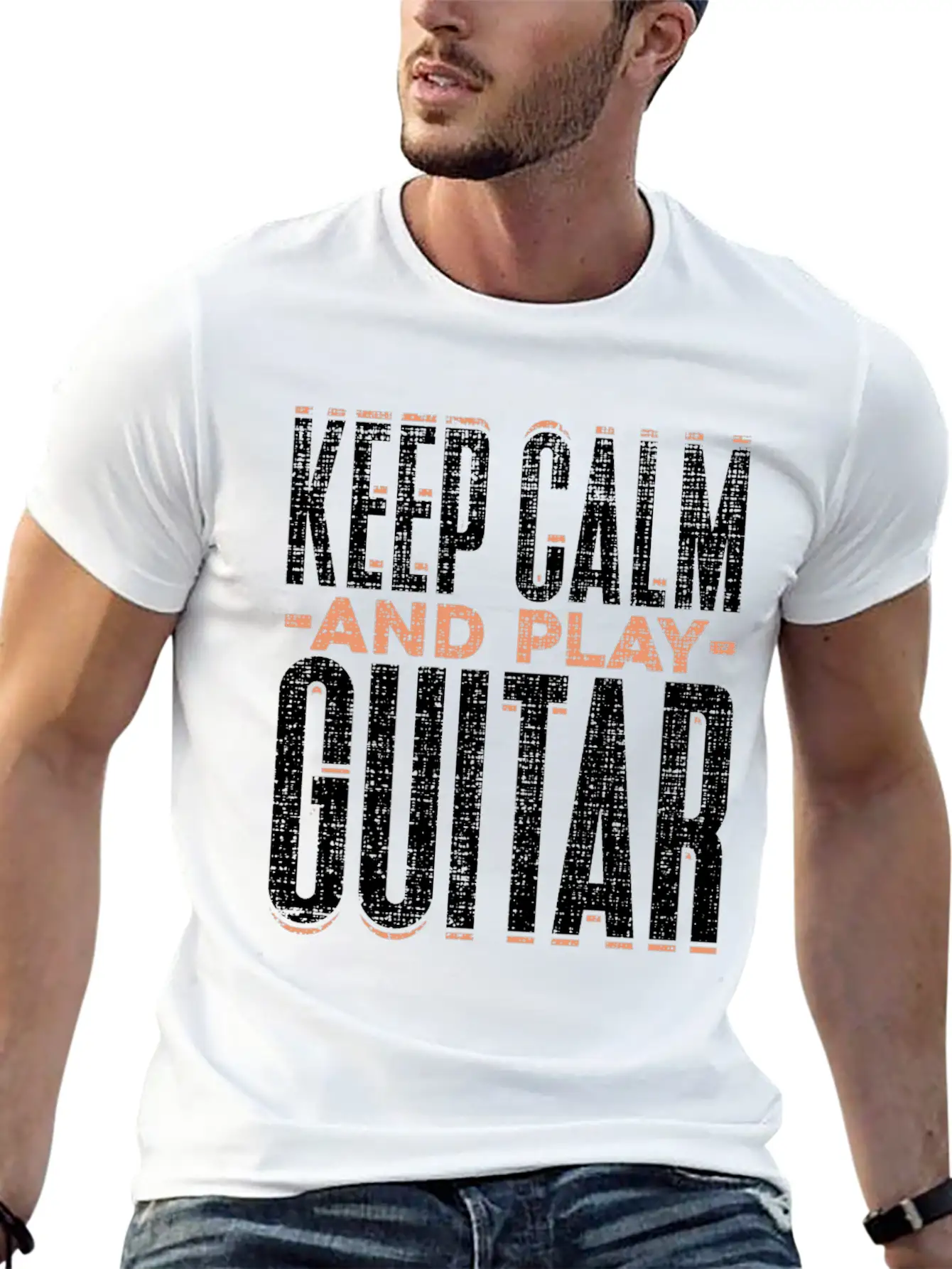 Keep Calm And Play Guitar Funny Quote Gift Comfortable Minimalist Graphic Tee – Summer Style Essential