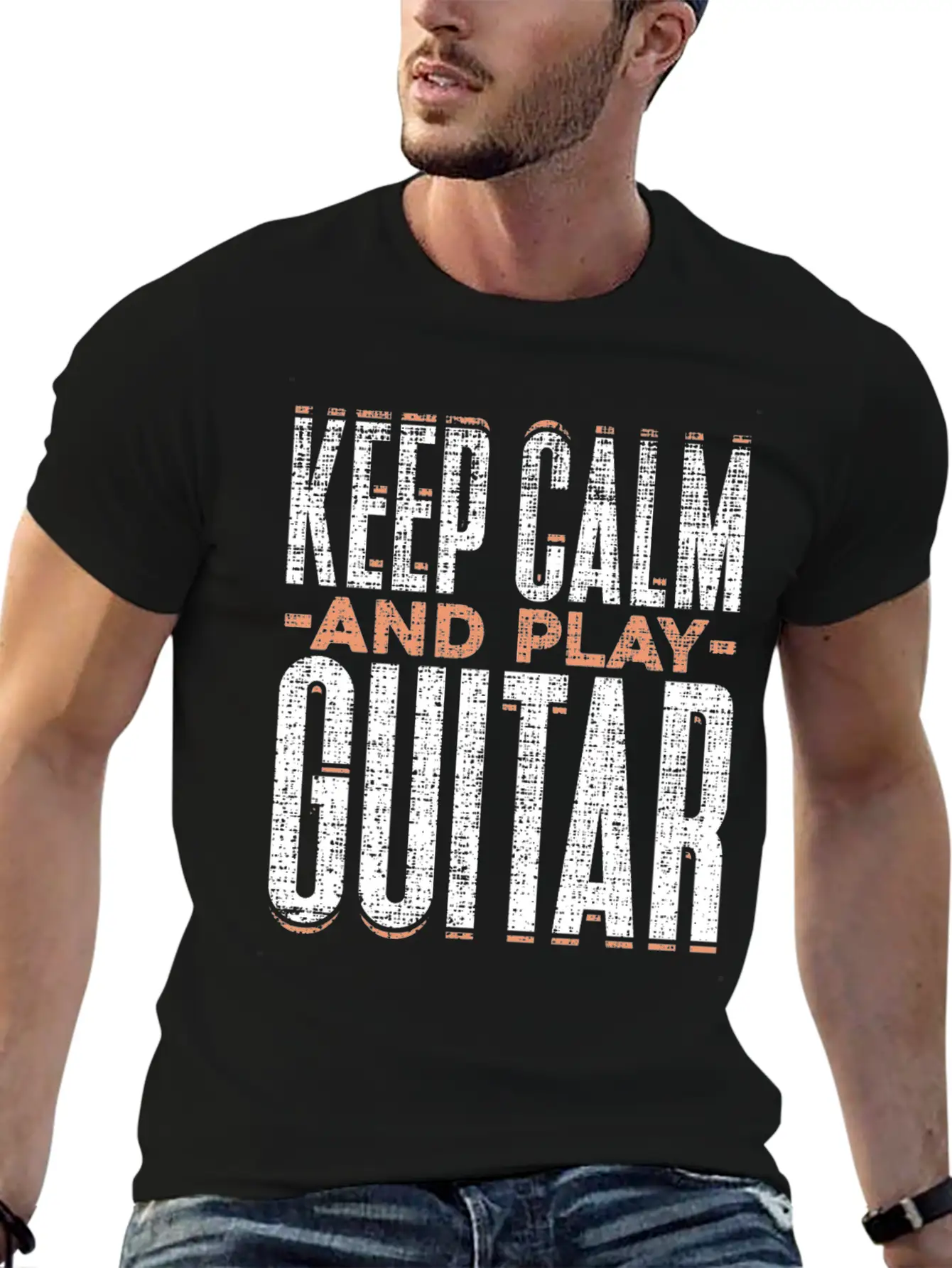 Keep Calm And Play Guitar Funny Quote Gift Comfortable Minimalist Graphic Tee – Summer Style Essential