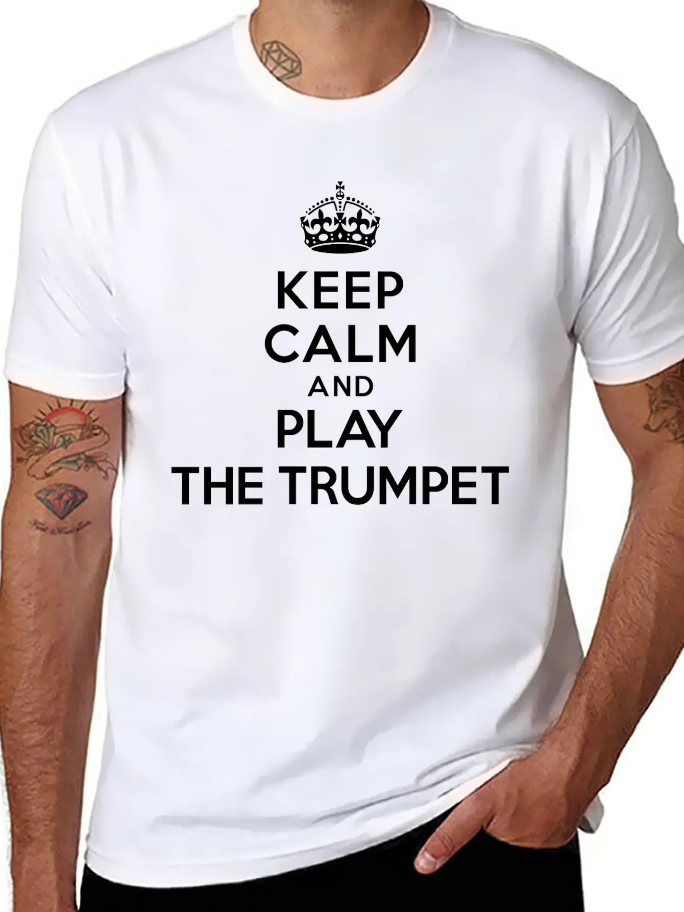 Keep Calm And Play The Trumpet Unisex Short Sleeve Soft Cotton T-Shirt – Casual Everyday Wear