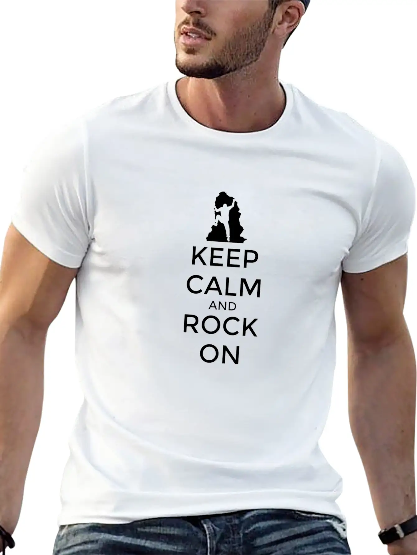 Keep Calm And Rock On Unisex Short Sleeve Soft Cotton T-Shirt – Casual Everyday Wear