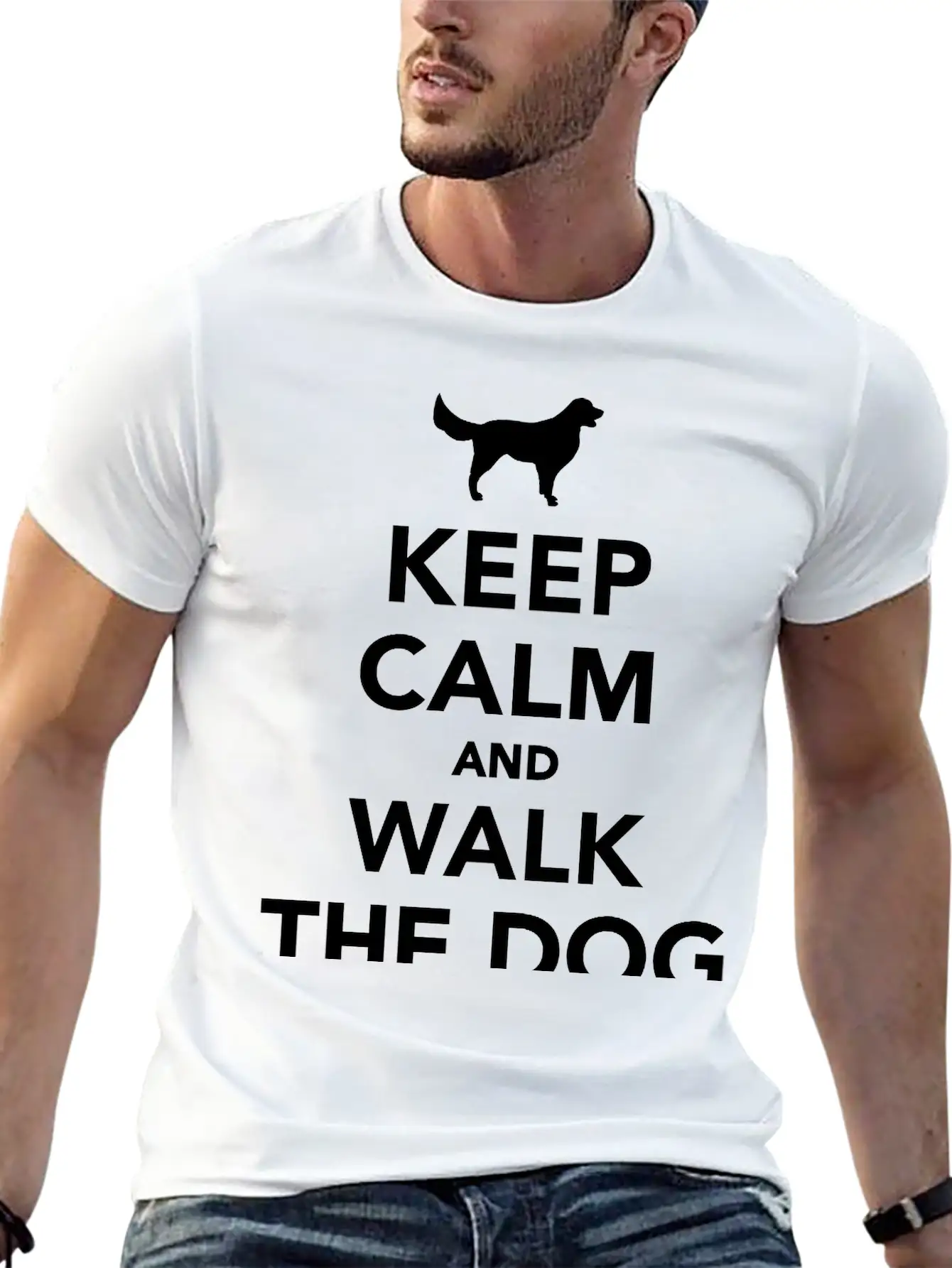 Keep Calm And Walk Dog Unisex Short Sleeve Soft Cotton T-Shirt – Casual Everyday Wear