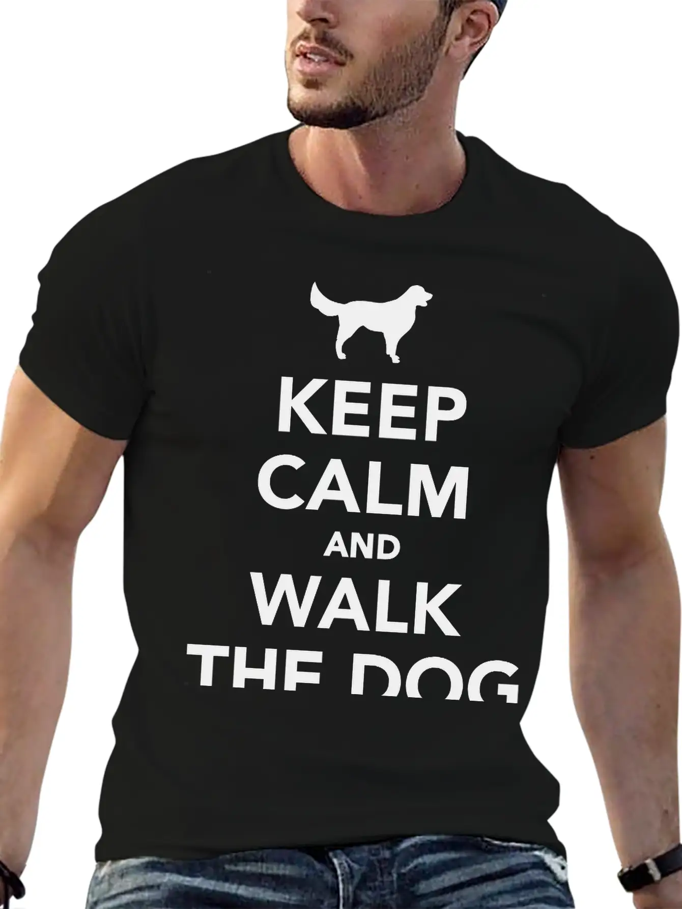 Keep Calm And Walk Dog Unisex Short Sleeve Soft Cotton T-Shirt – Casual Everyday Wear