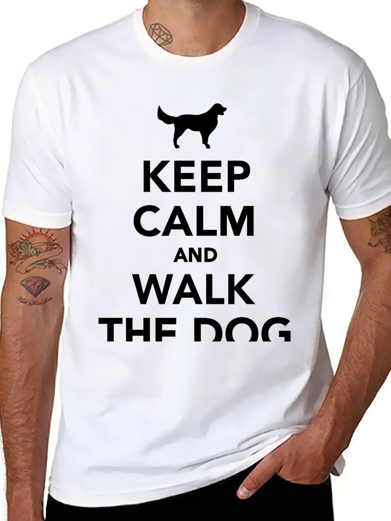 Keep Calm And Walk Dog Unisex Short Sleeve Soft Cotton T-Shirt – Casual Everyday Wear