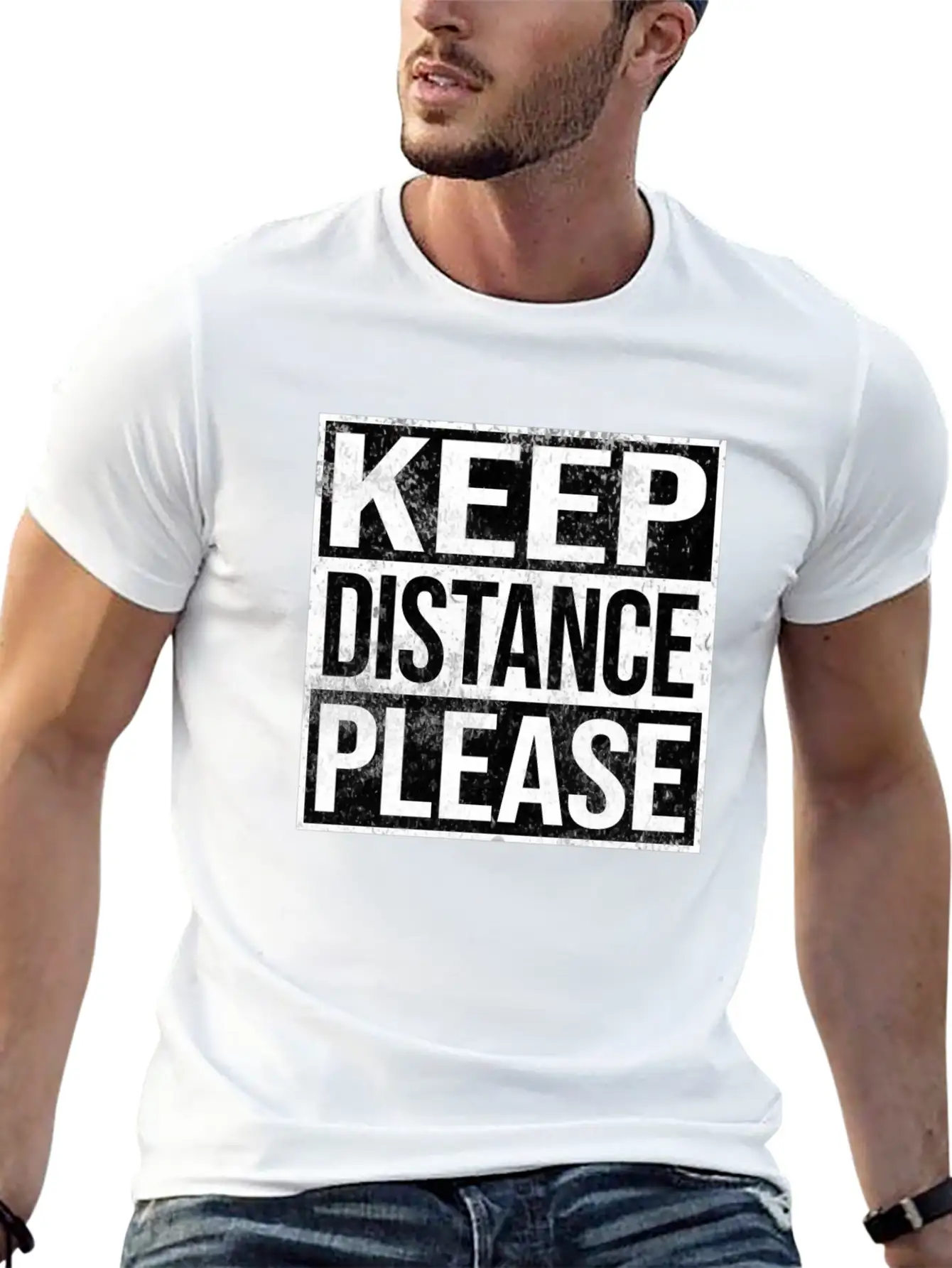 Keep Distance Please Corona Quarantine Unisex Short Sleeve Soft Cotton T-Shirt – Casual Everyday Wear