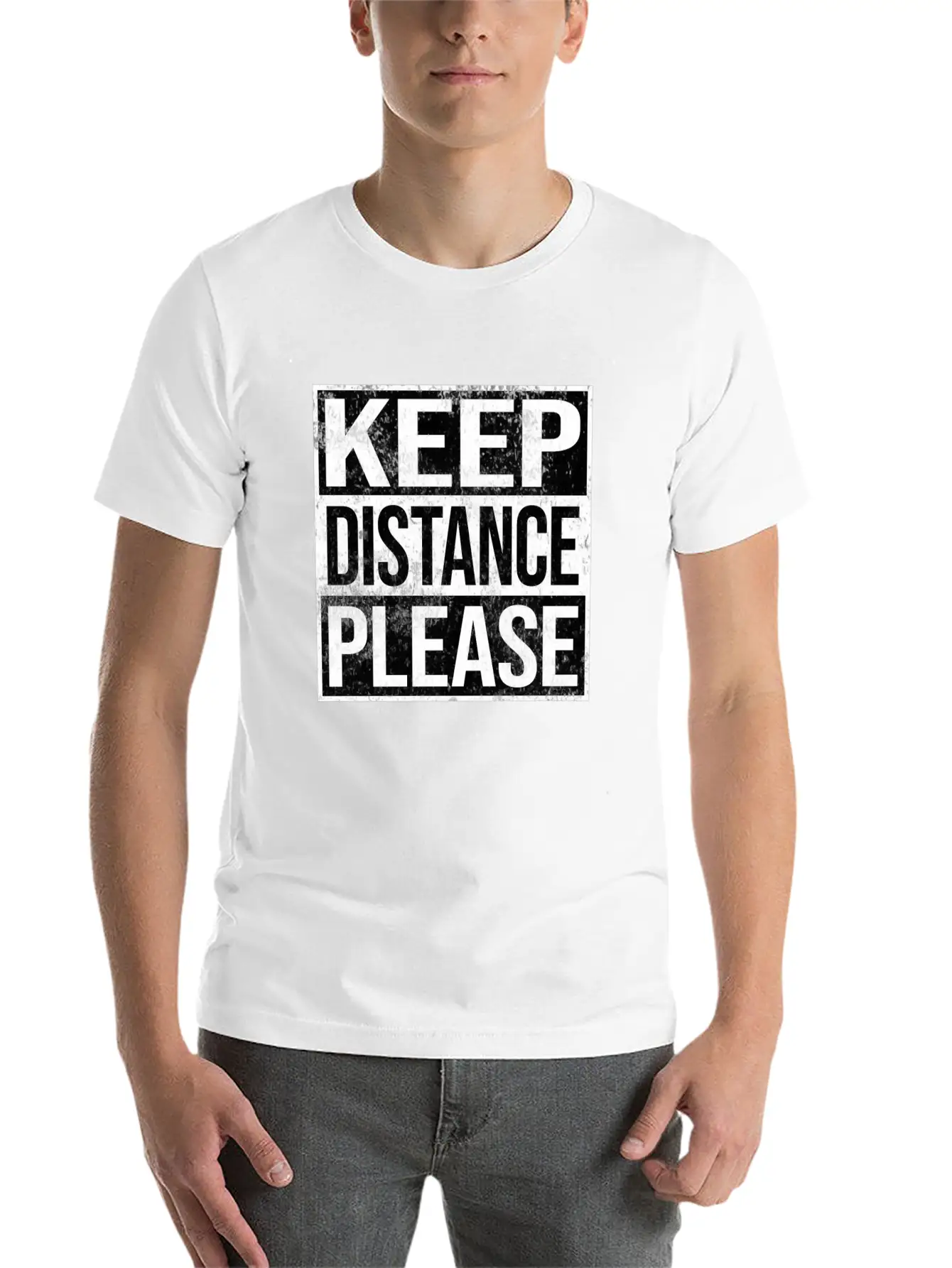 Keep Distance Please Corona Quarantine Unisex Short Sleeve Soft Cotton T-Shirt – Casual Everyday Wear