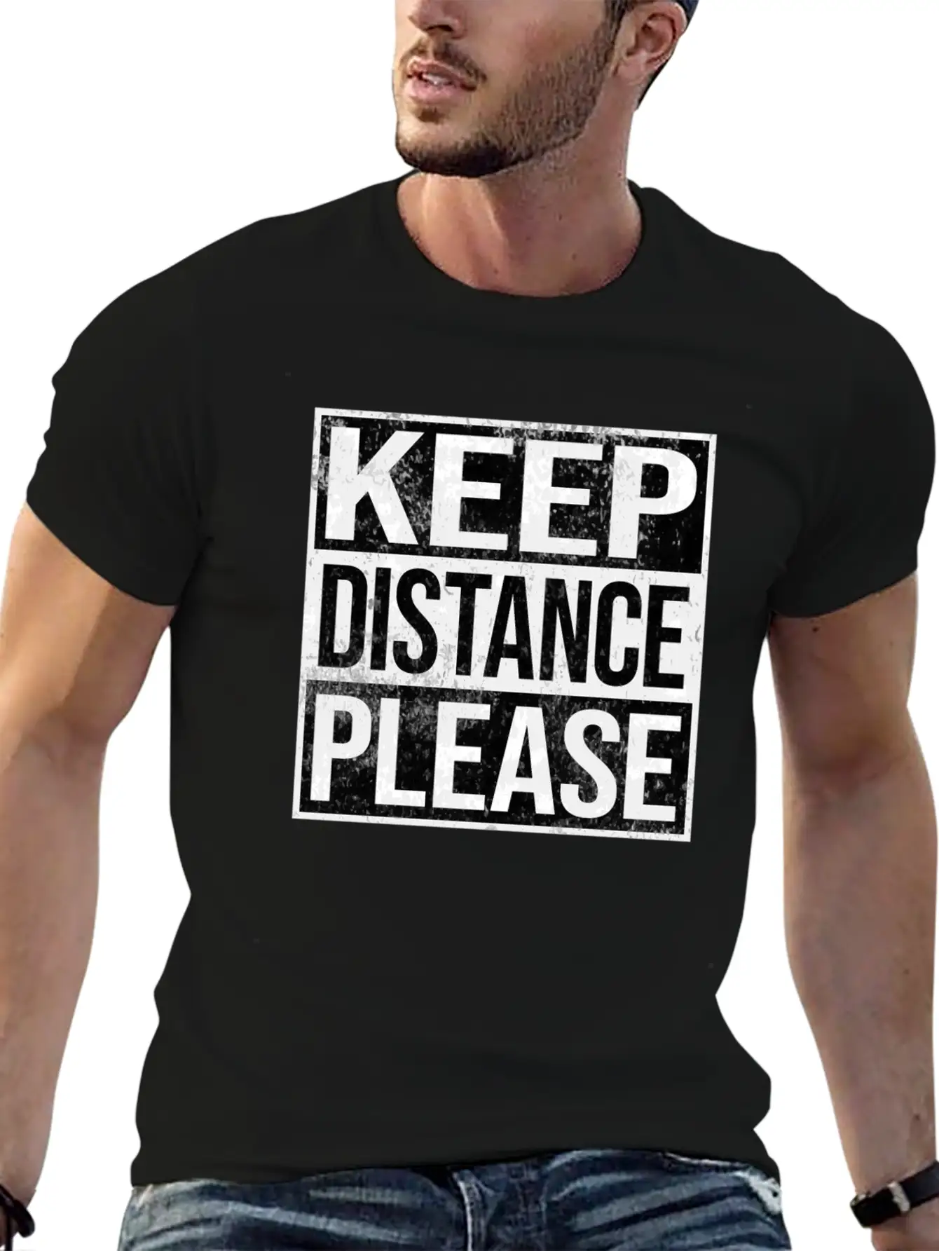 Keep Distance Please Corona Quarantine Unisex Short Sleeve Soft Cotton T-Shirt – Casual Everyday Wear