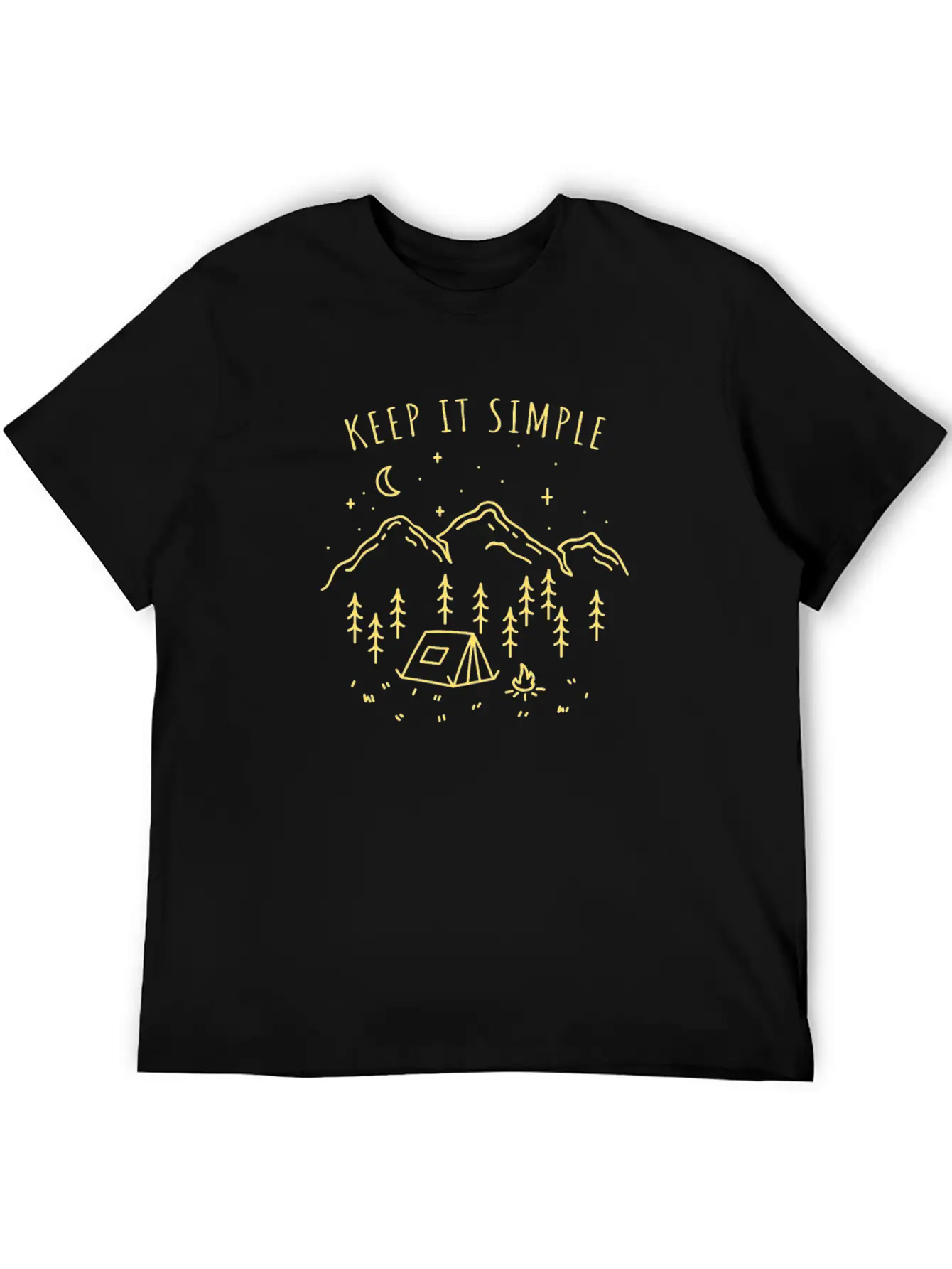 Keep It Simple Campfire Nature Tent Minimalism Basic Graphic T-Shirt – Daily Comfort In Soft Cotton