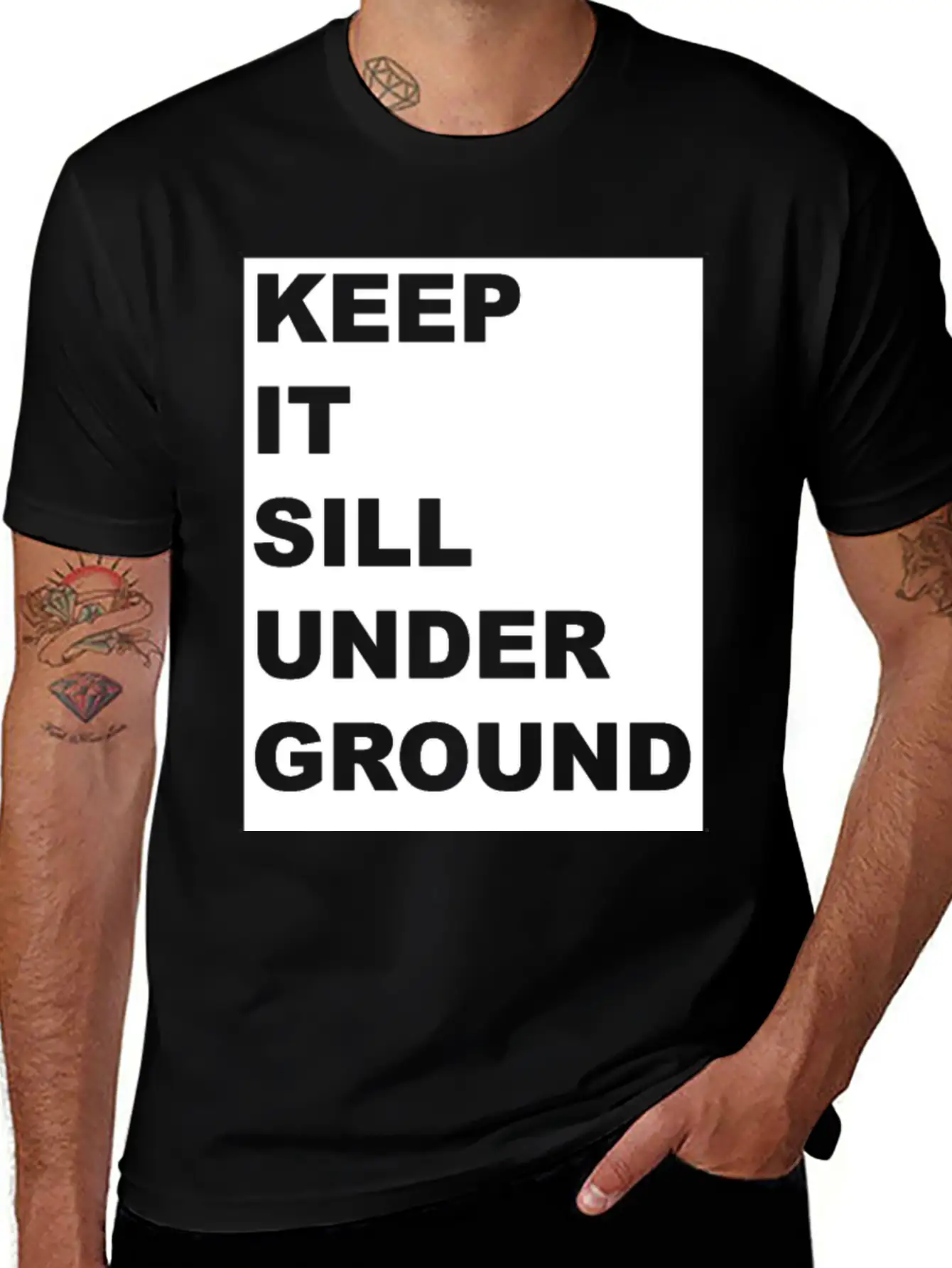 KEEP IT UNDER GROUND Gift Festival Music Techno DJ Stylish Everyday T-Shirt – Unisex Basic Cotton Tee