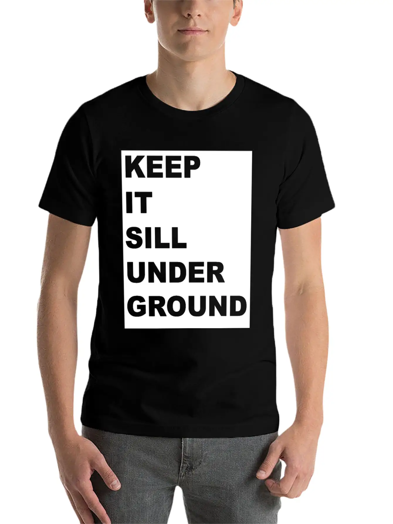 KEEP IT UNDER GROUND Gift Festival Music Techno DJ Stylish Everyday T-Shirt – Unisex Basic Cotton Tee